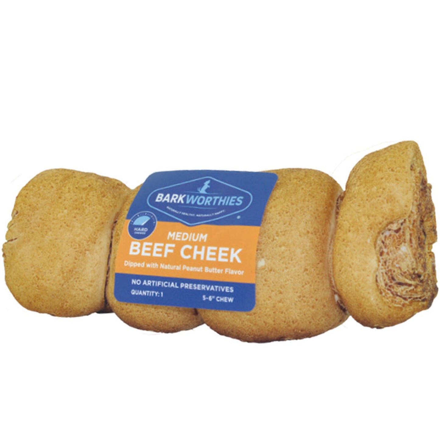 Barkworthies Dog Grain Free Beef Cheek Dipped Peanut Butter Medium Dog Treats Bones Bully Sticks and Natural Chews Barkworthies