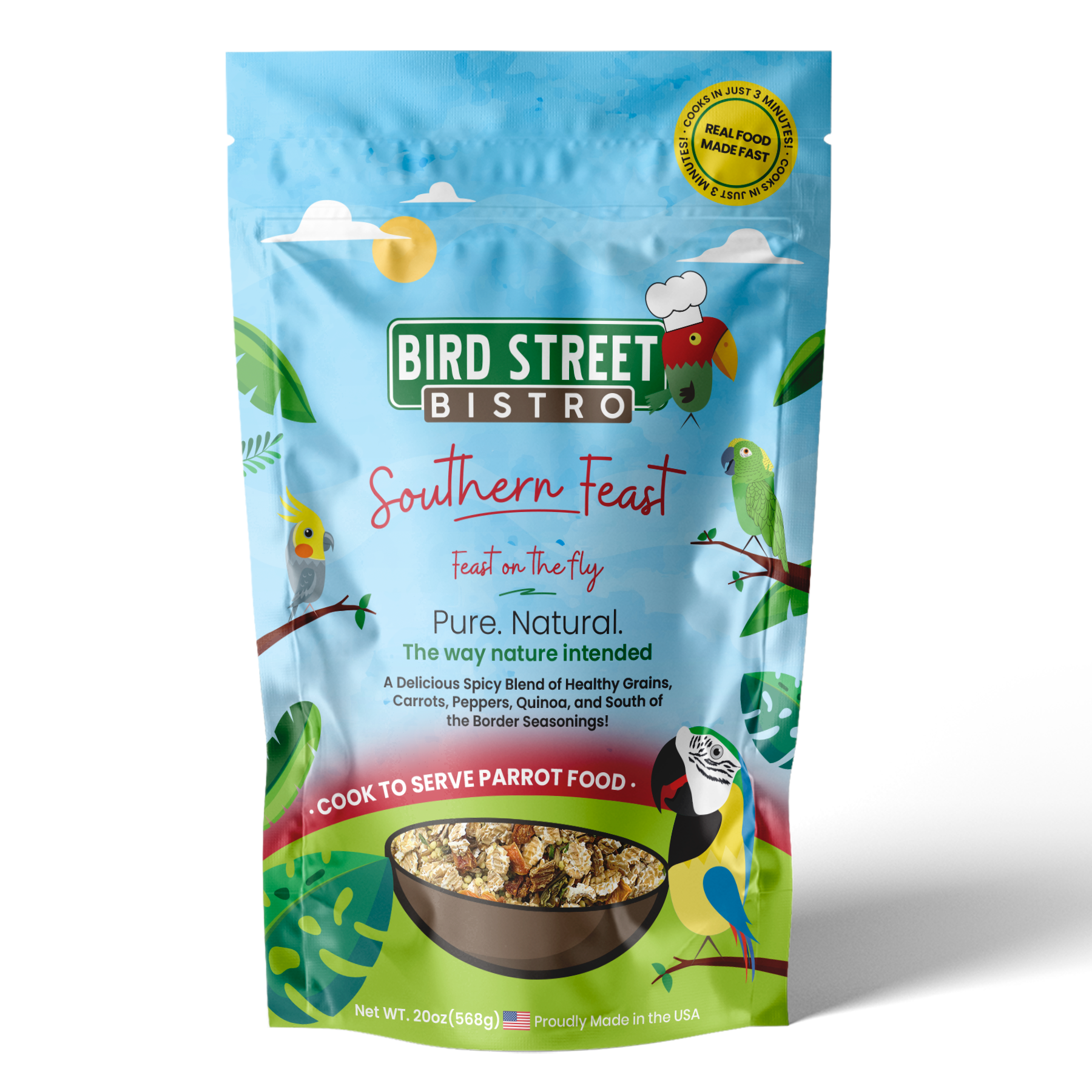 Southern Feast 20 oz Parrot Food Bird Street Bistro