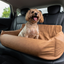 PupProtector™ Faux Cool-to-Touch Vegan Leather Memory Foam Dog Car Bed - Camel Double Seat (36" x 18" x 13") Travel Paw.com