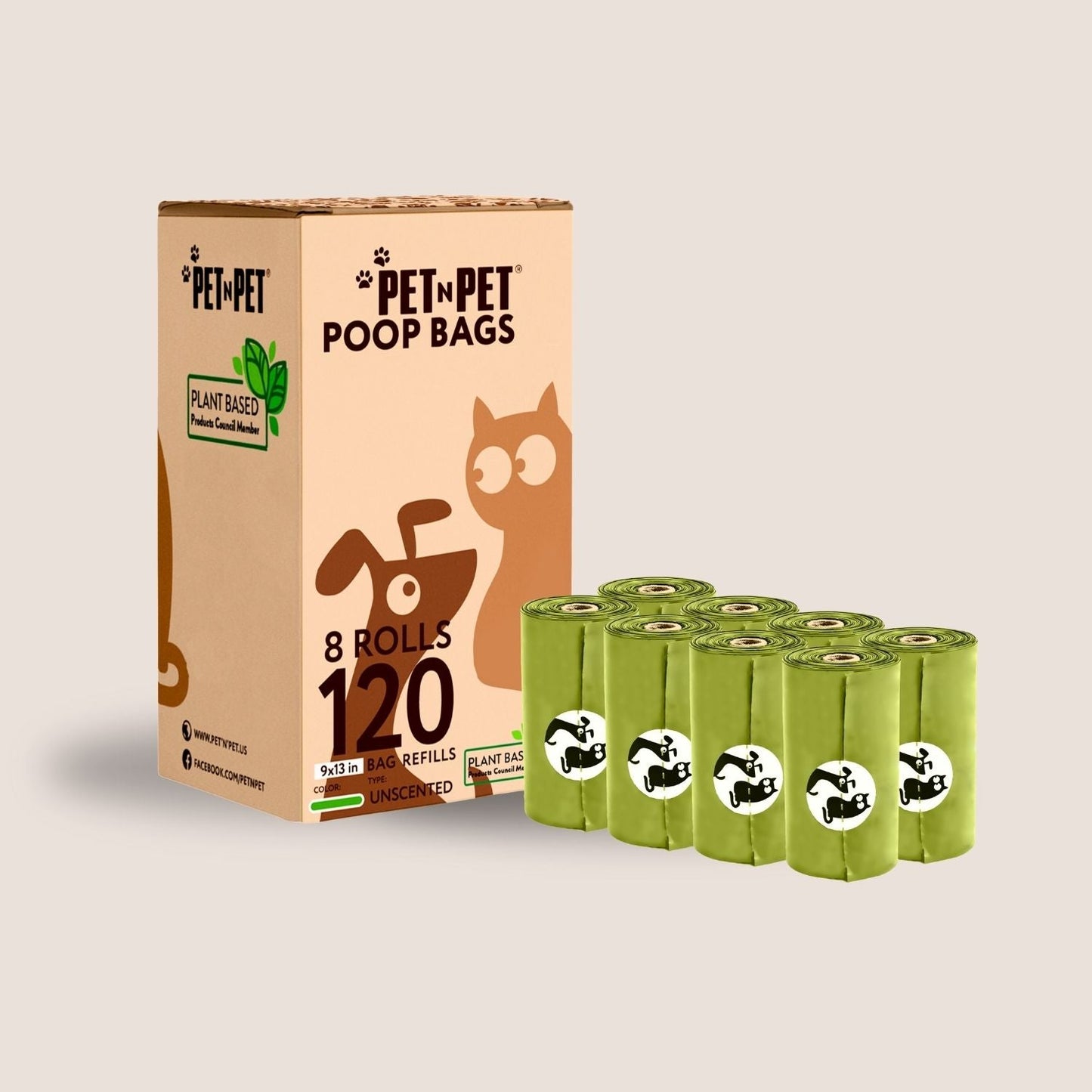 Plant-based Dog Poop Bags 120 Bags Pet Waste Bags Pet N Pet ®