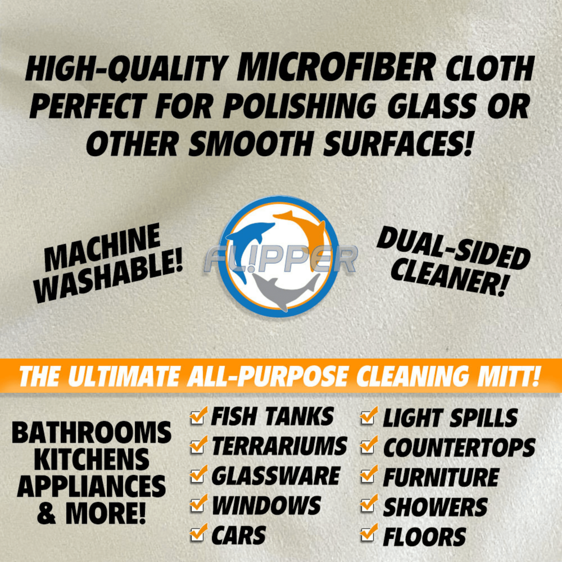 Flipper 2-in-1 Microfiber Aquarium Cleaning Mitt 2 Pack Flipper Accessories Flipper Aquarium Products