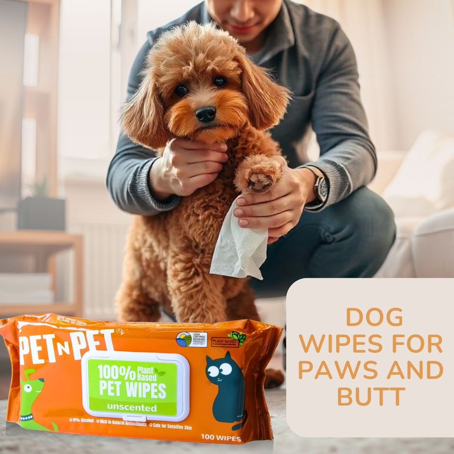 Dog Wipes Cleaning & Deodorizing 100 Count Pet Wipes Pet N Pet ®