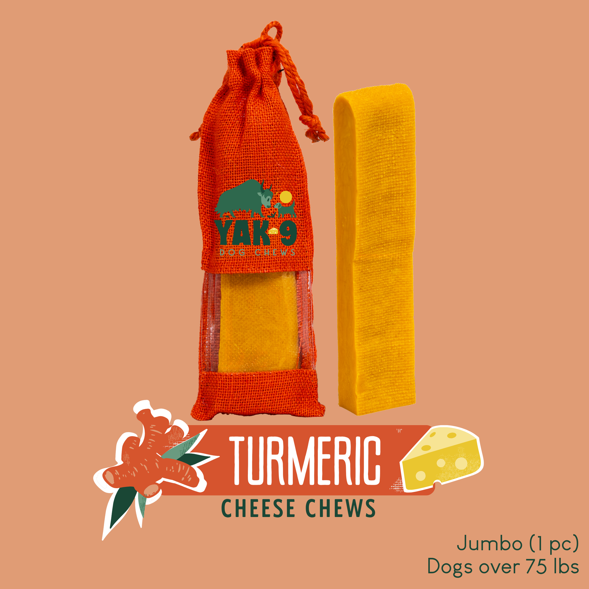 Turmeric Cheese Chews for Dogs Jumbo (8oz) 1 pack TURMERIC YAK CHEWS Yak9 Chews