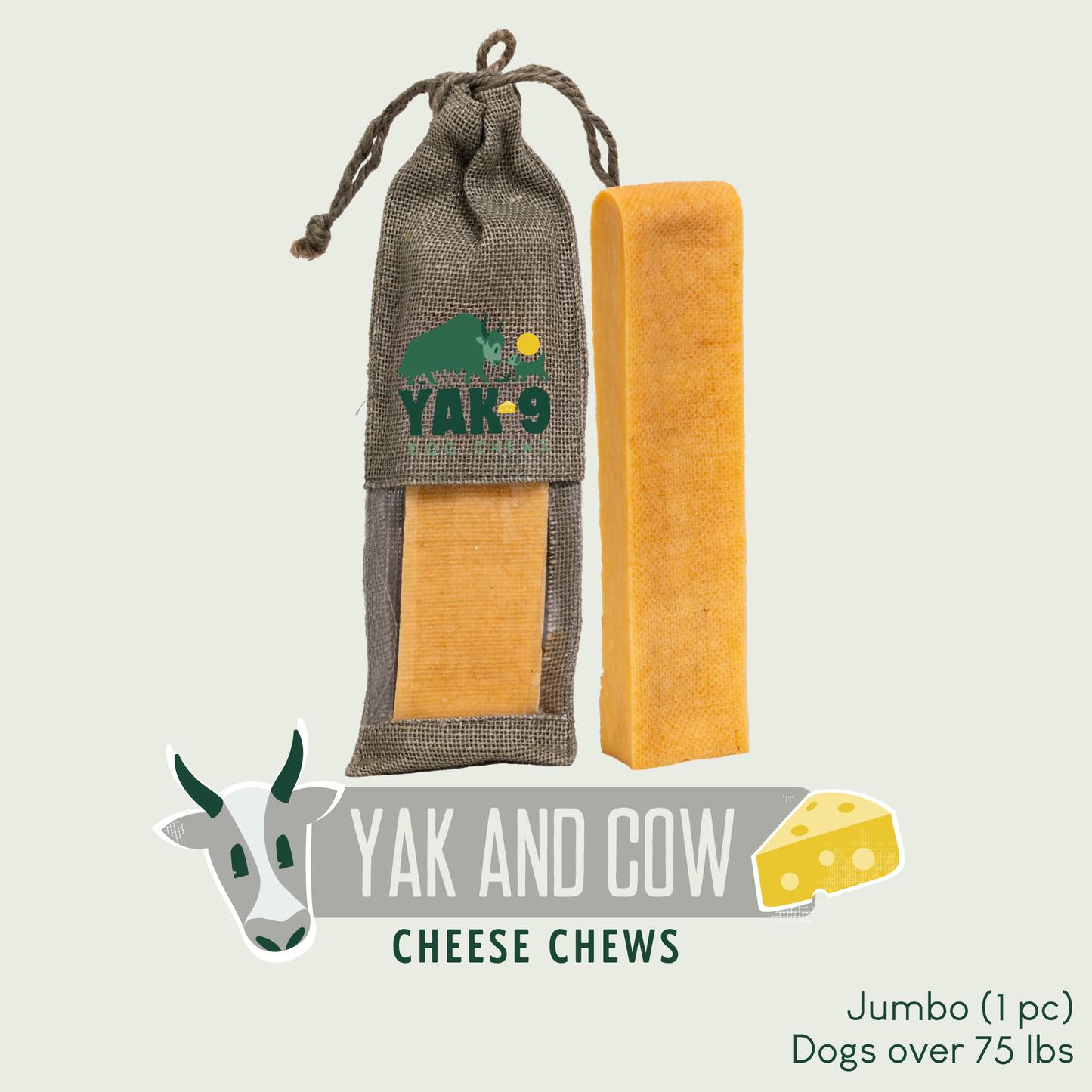 Yak and Cow Cheese Chews for Dogs Jumbo (8oz) 1 pack YAK AND COW MILK CHEWS Yak9 Chews