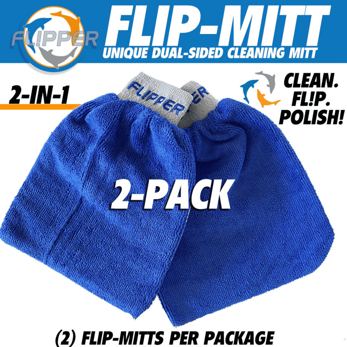 Flipper 2-in-1 Microfiber Aquarium Cleaning Mitt 2 Pack Flipper Accessories Flipper Aquarium Products
