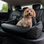 PupProtector™ Faux Cool-to-Touch Vegan Leather Memory Foam Dog Car Bed - Black Double Seat (36" x 18" x 13") Travel Paw.com
