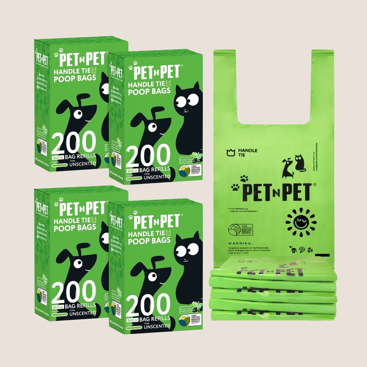 Handle Tie Dog Poop Bags 800 Bags Pet Waste Bags Pet N Pet ®