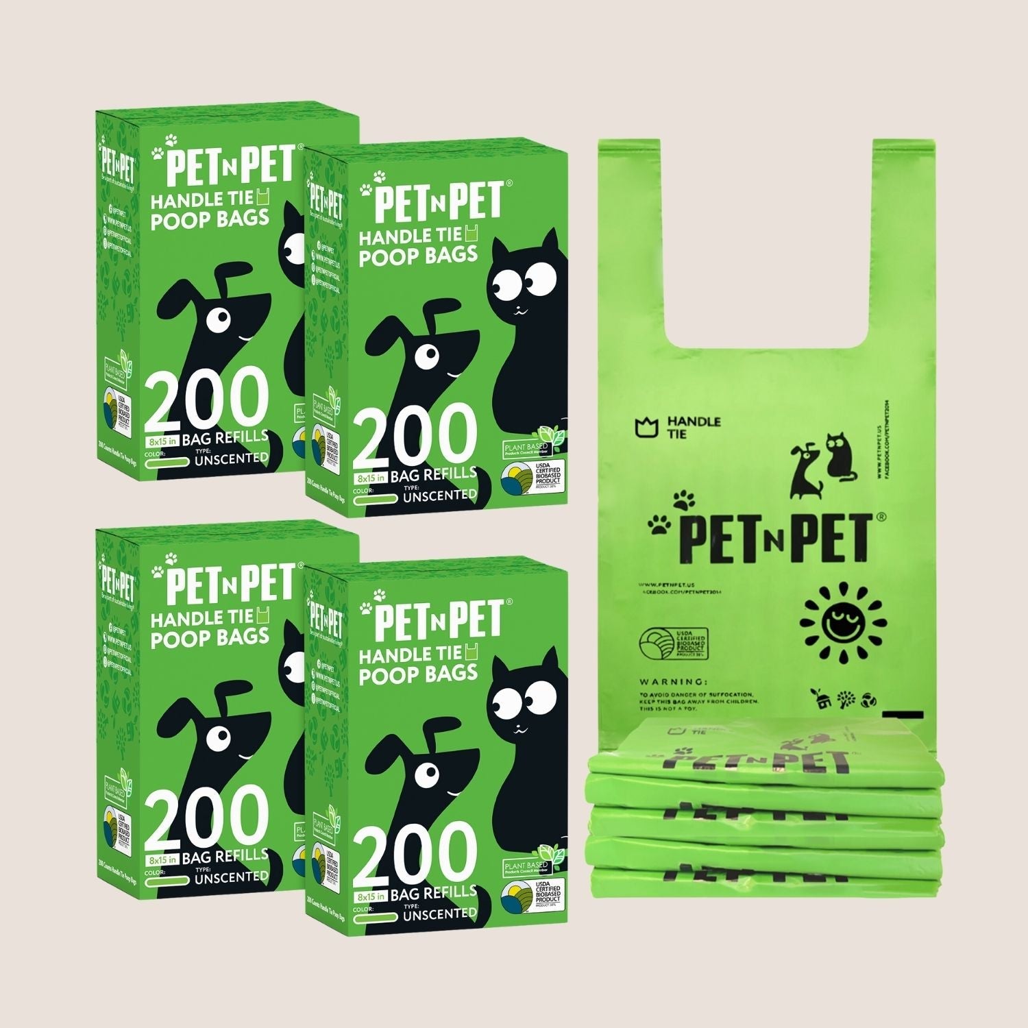 Handle Tie Dog Poop Bags 800 Bags Pet Waste Bags Pet N Pet ®