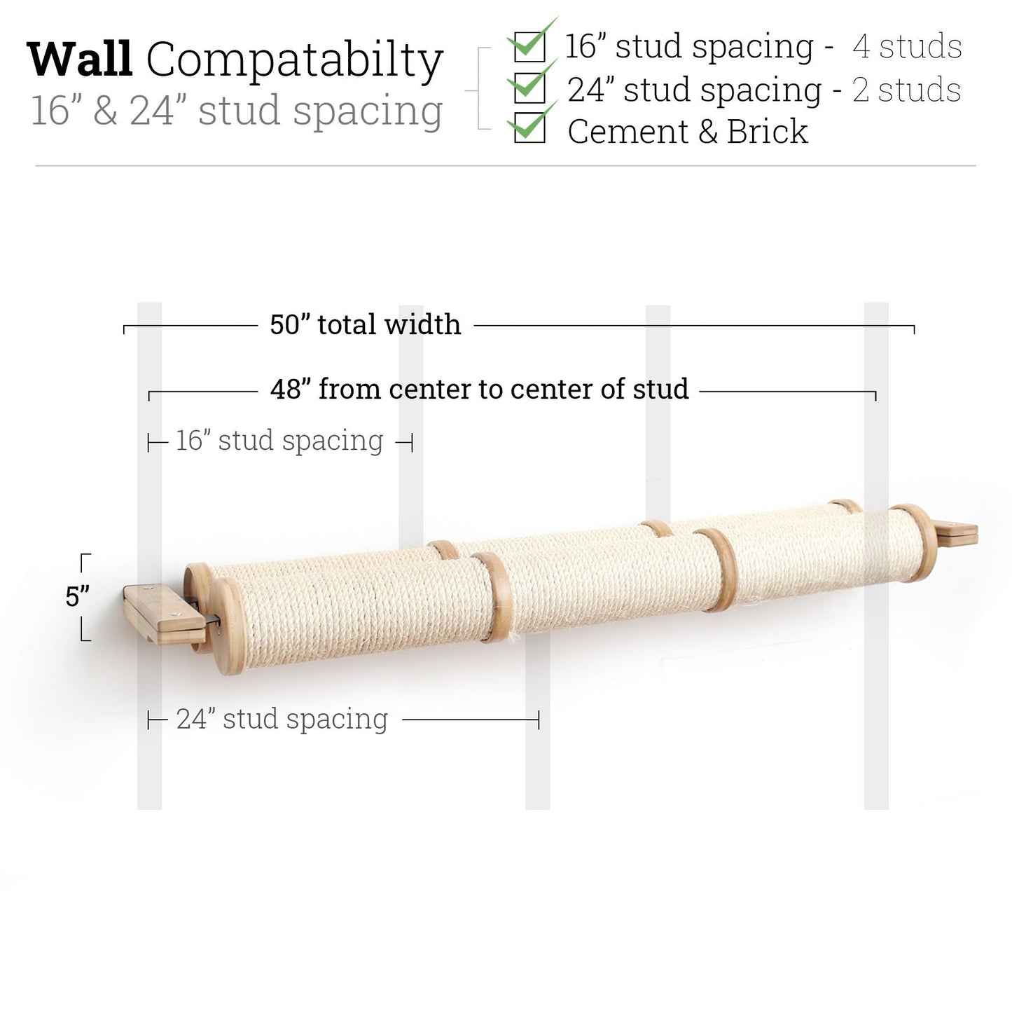 Horizontal Scratching Post for Cats Natural Bamboo 3-Tier Double Cat Scratcher Catastrophic Creations