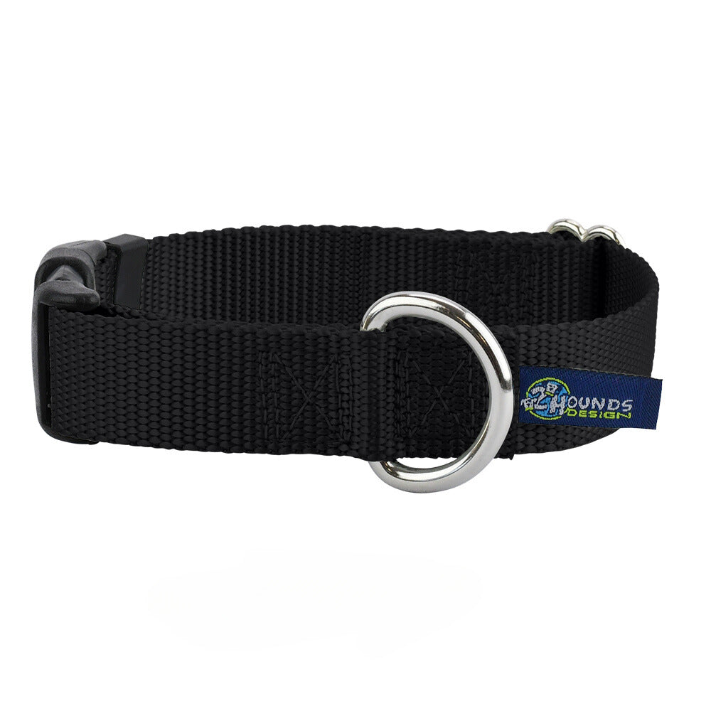5/8″ and 1″ Black Nylon Dog Collar 2 Hounds Design