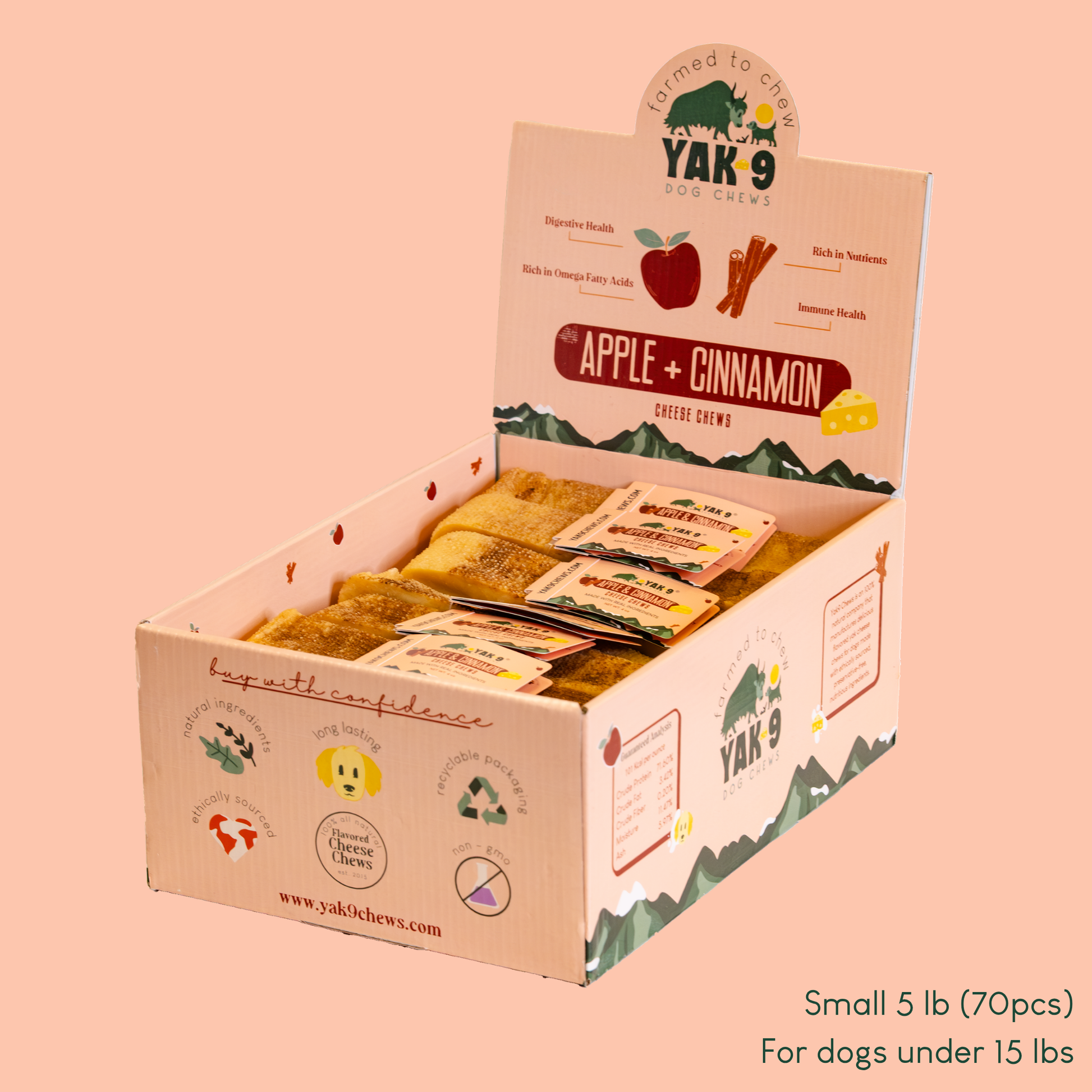 Apple & Cinnamon Chews for Dogs Small (1.1oz) 5 lb Apple & Cinnamon Chews Yak9 Chews