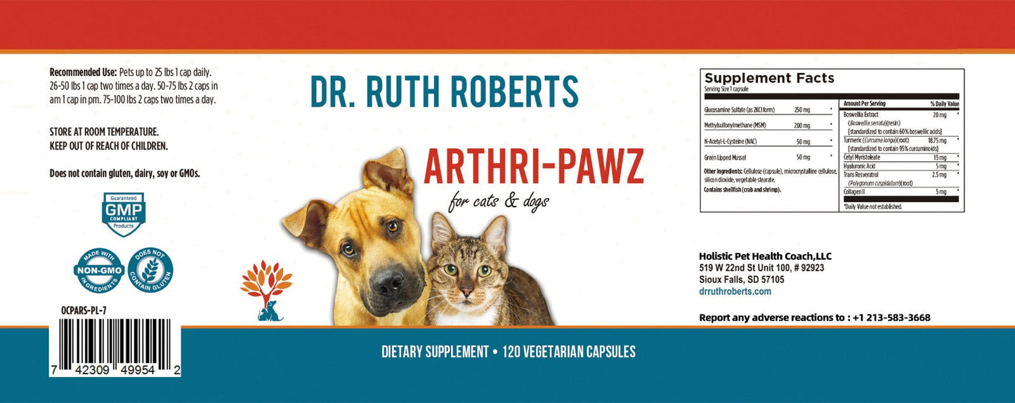 Arthri-Pawz – with Glucosamine for Cats and Dogs Joint Support Dr. Ruth Roberts