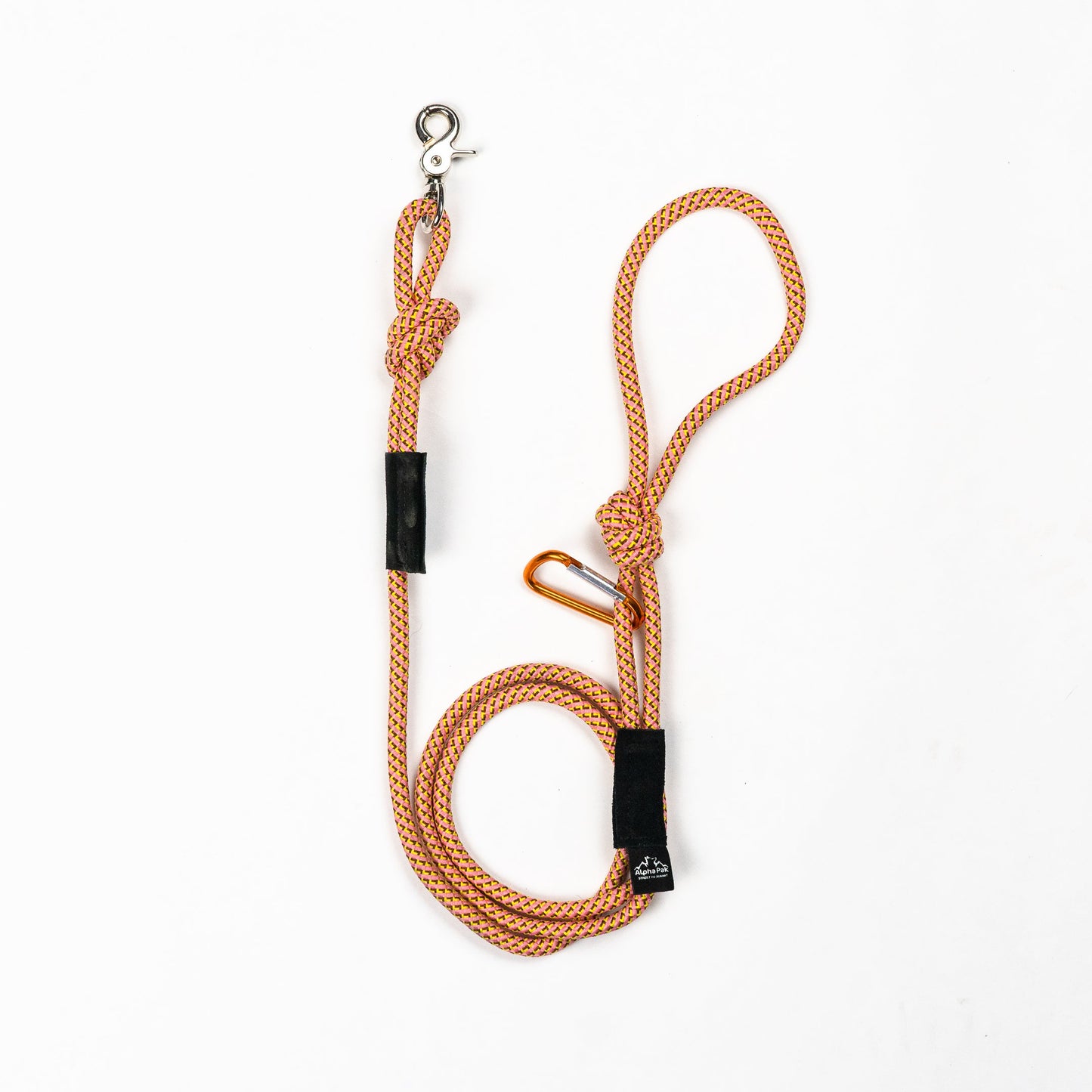7MM Adventure Kernmantle Rope Dog Leash 65in Pink Yellow Brown CLIMBING ROPE LEASH Alpha Pak