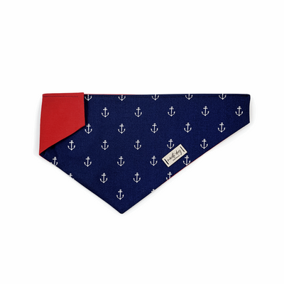 Anchors Away Nautical Over-the-Collar Dog Bandana Over-the-collar Bandanas Nauti-dog Handmade