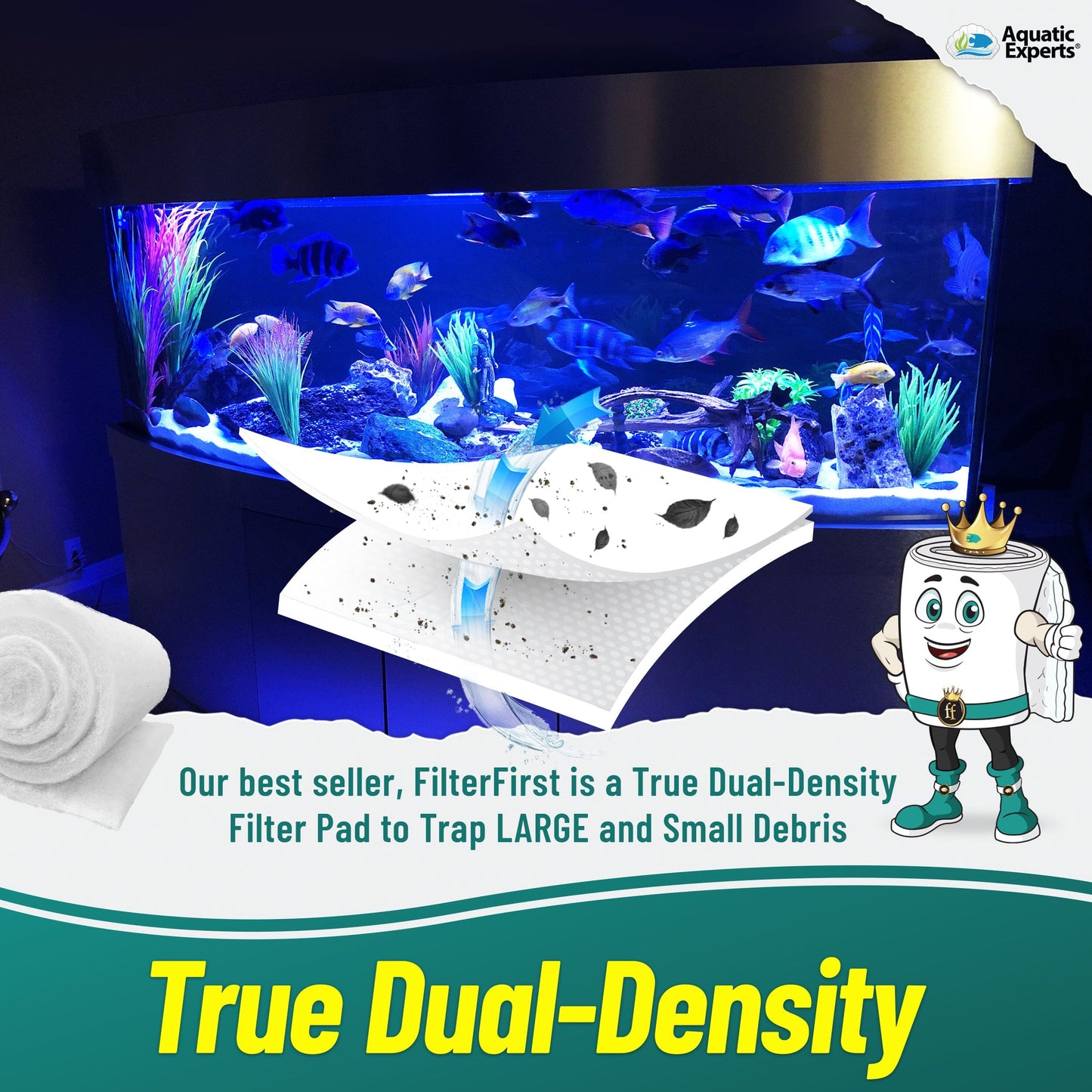 Aquarium Bundle includes Filter First 12" x 72" and Polishing Pad 100 Micron 1 Pack Bundles Aquatic Experts