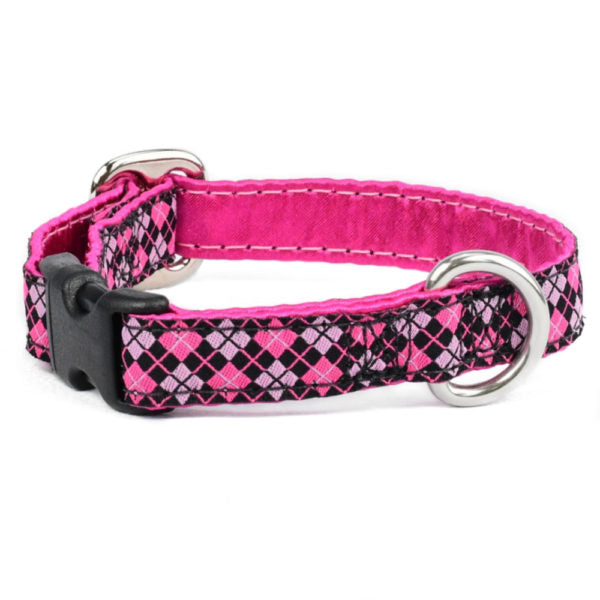5/8″ Argyle Pink and Black Dog Collar 2 Hounds Design