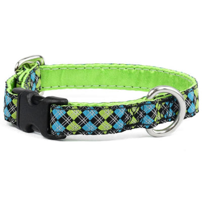 5/8″ Argyle Turquoise and Green Martingale Dog Collar 2 Hounds Design