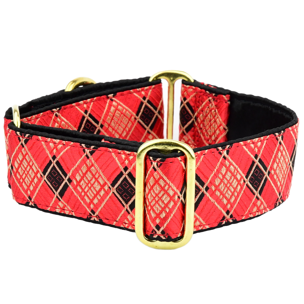 Red Argyle Dog Collar 2 Hounds Design
