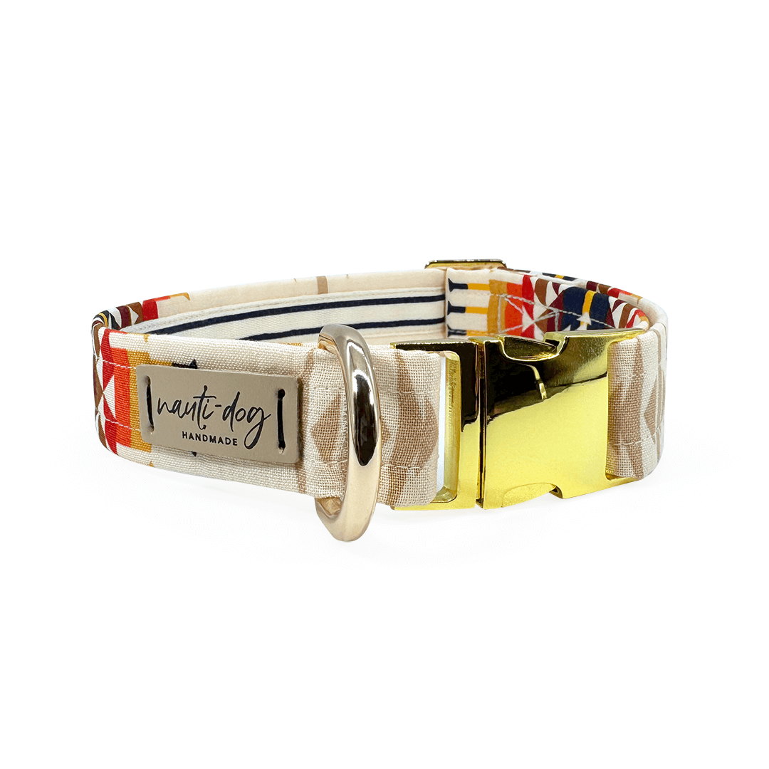 Aztec Southwestern Woven Stripe Buckle & Martingale Collar Dog Collars Nauti-dog Handmade