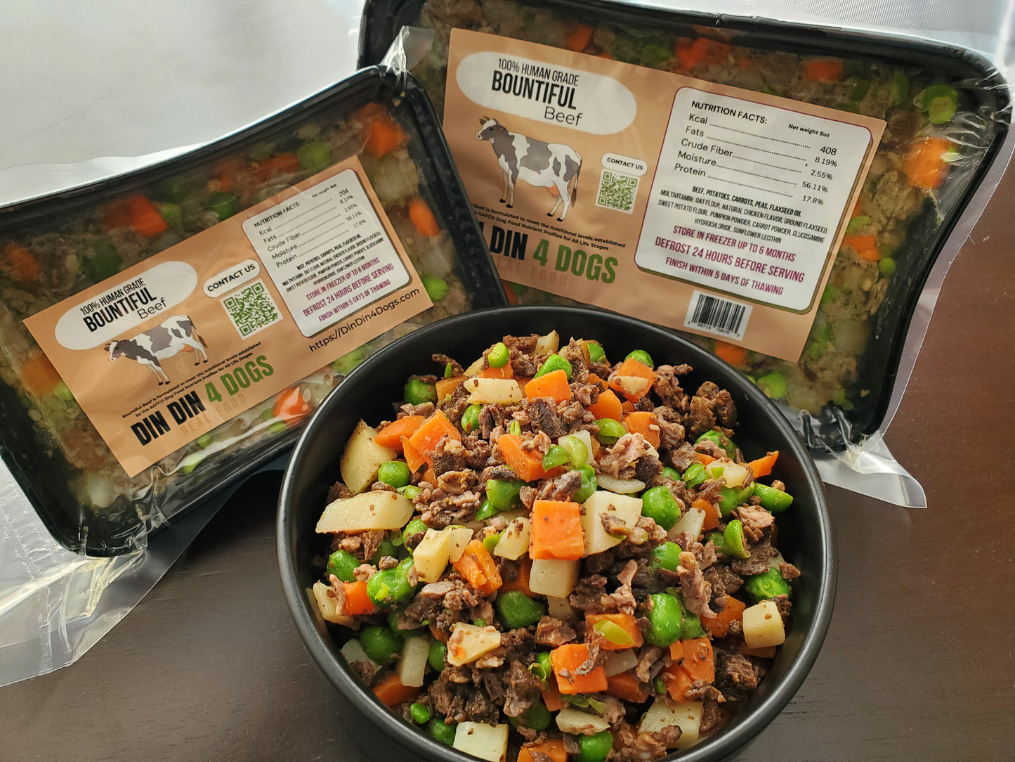 ⭐ SAMPLER - Bountiful Beef 8 Pack Dog Food Din Din 4 Dogs