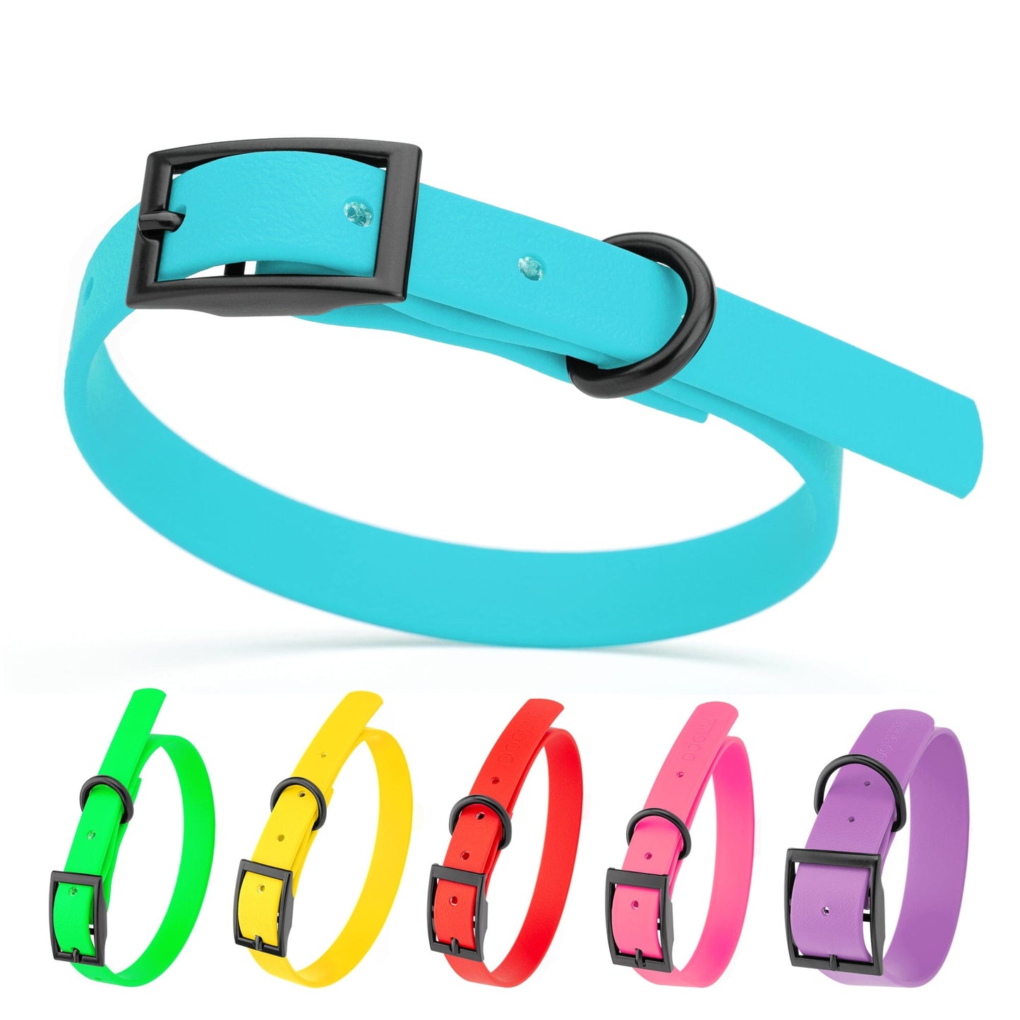 BioThane Waterproof Dog Collar - XS: L 9"-12" x W 1/2" - Black OR Brass Hardware Dog Collars Dogline