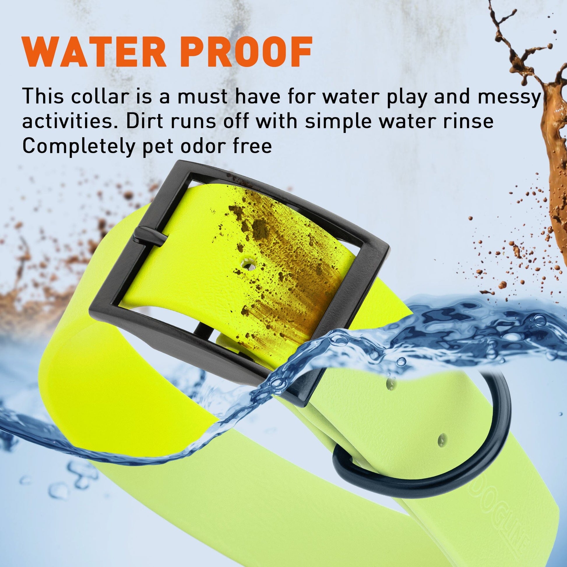 BioThane Waterproof Dog Collar - XS: L 9"-12" x W 1/2" - Black OR Brass Hardware Dog Collars Dogline
