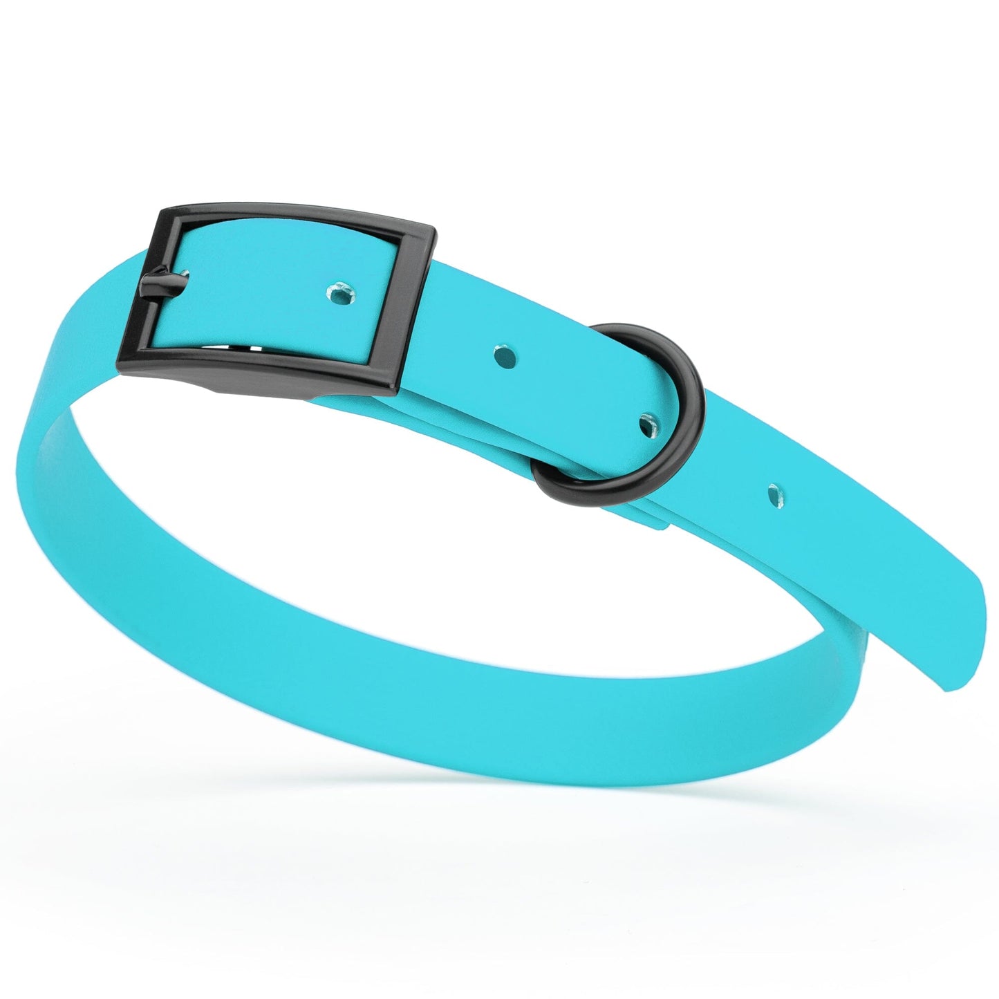 BioThane Waterproof Dog Collar - XS: L 12"-15" x W 5/8" - Black OR Brass Hardware Sky Blue L 12"-15" x W 5 8" Black Dog Collars Dogline