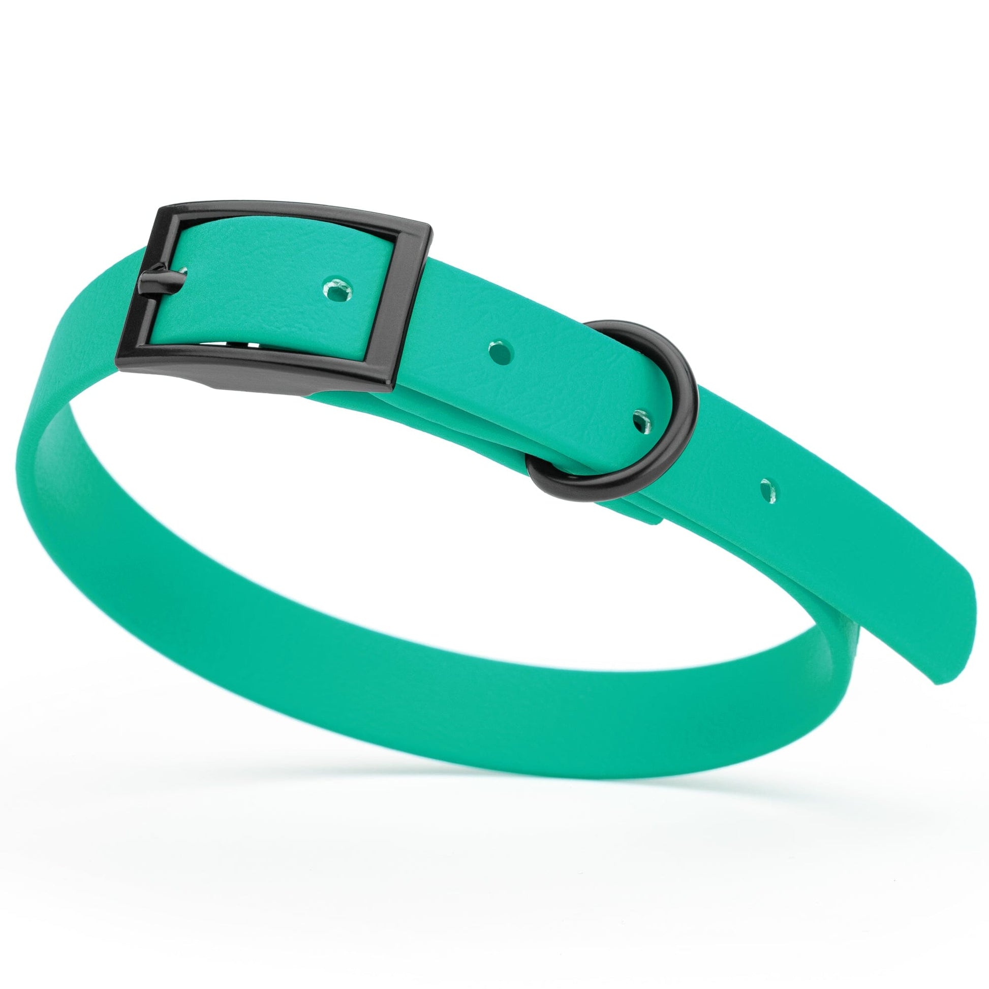 BioThane Waterproof Dog Collar - XS: L 12"-15" x W 5/8" - Black OR Brass Hardware Teal L 12"-15" x W 5 8" Black Dog Collars Dogline