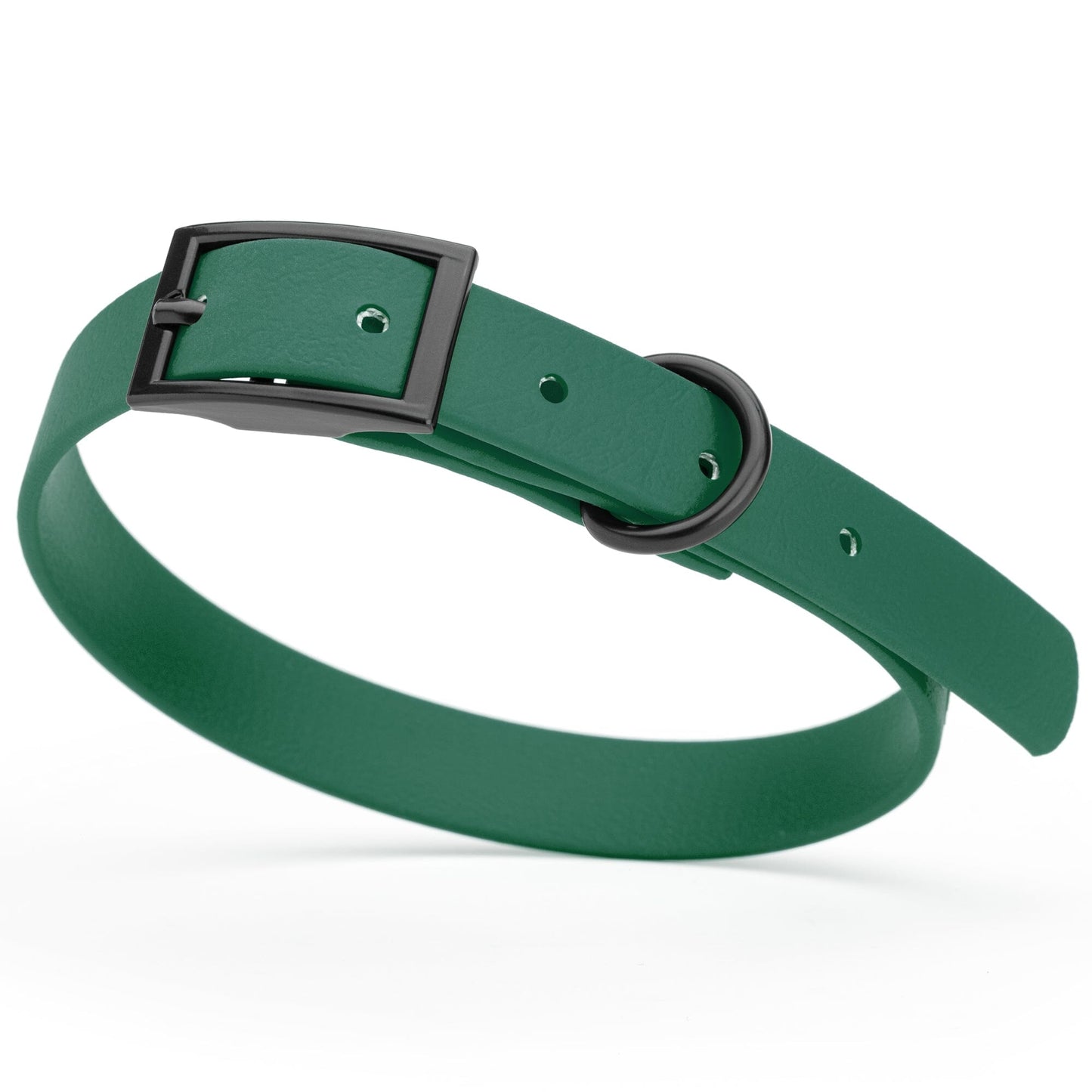 BioThane Waterproof Dog Collar - XS: L 12"-15" x W 5/8" - Black OR Brass Hardware Hunter Green L 12"-15" x W 5 8" Black Dog Collars Dogline