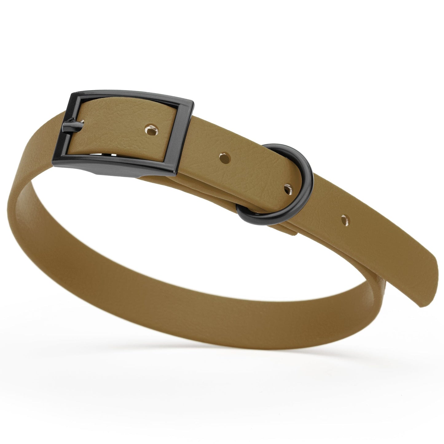 BioThane Waterproof Dog Collar - XS: L 12"-15" x W 5/8" - Black OR Brass Hardware Coyote Brown L 12"-15" x W 5 8" Black Dog Collars Dogline