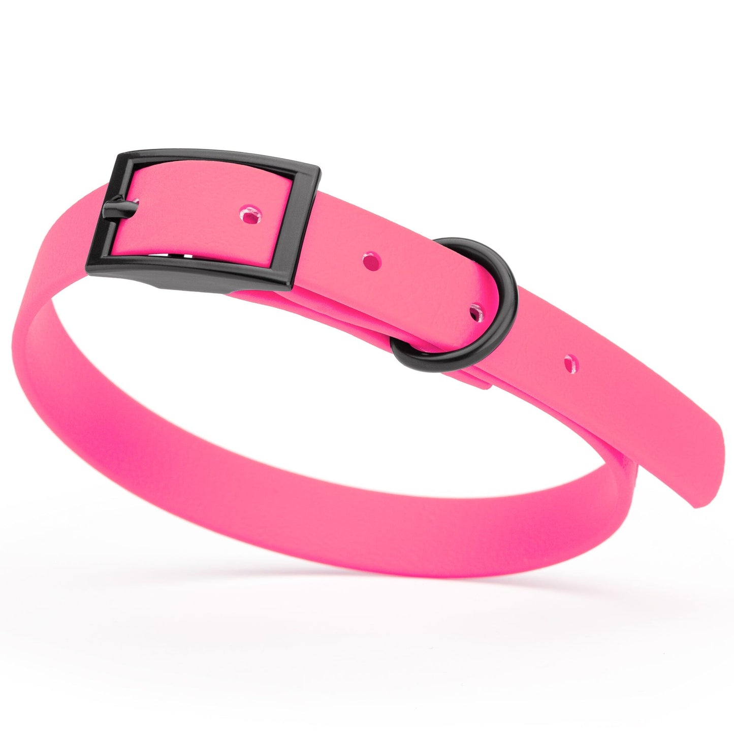 BioThane Waterproof Dog Collar - XS: L 12"-15" x W 5/8" - Black OR Brass Hardware Passionfruit Pink L 12"-15" x W 5 8" Black Dog Collars Dogline