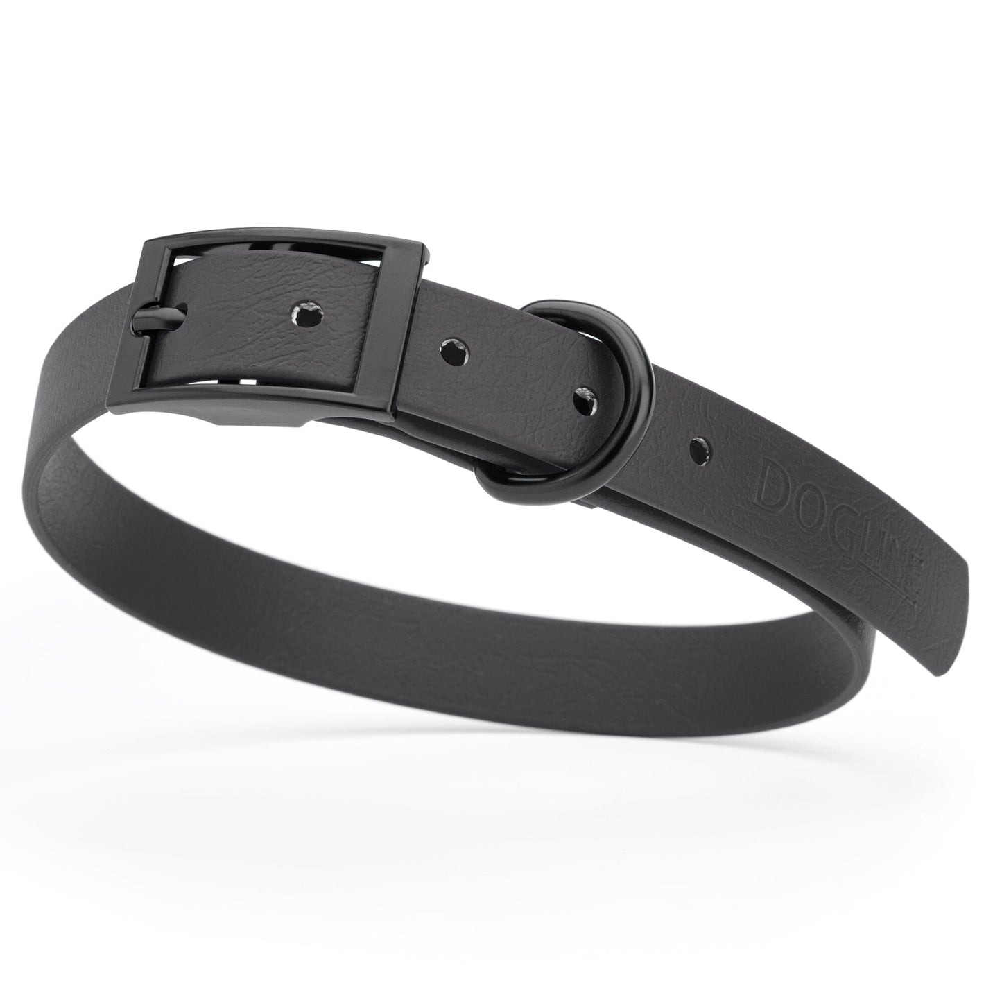 BioThane Waterproof Dog Collar - XS: L 12"-15" x W 5/8" - Black OR Brass Hardware Dog Collars Dogline