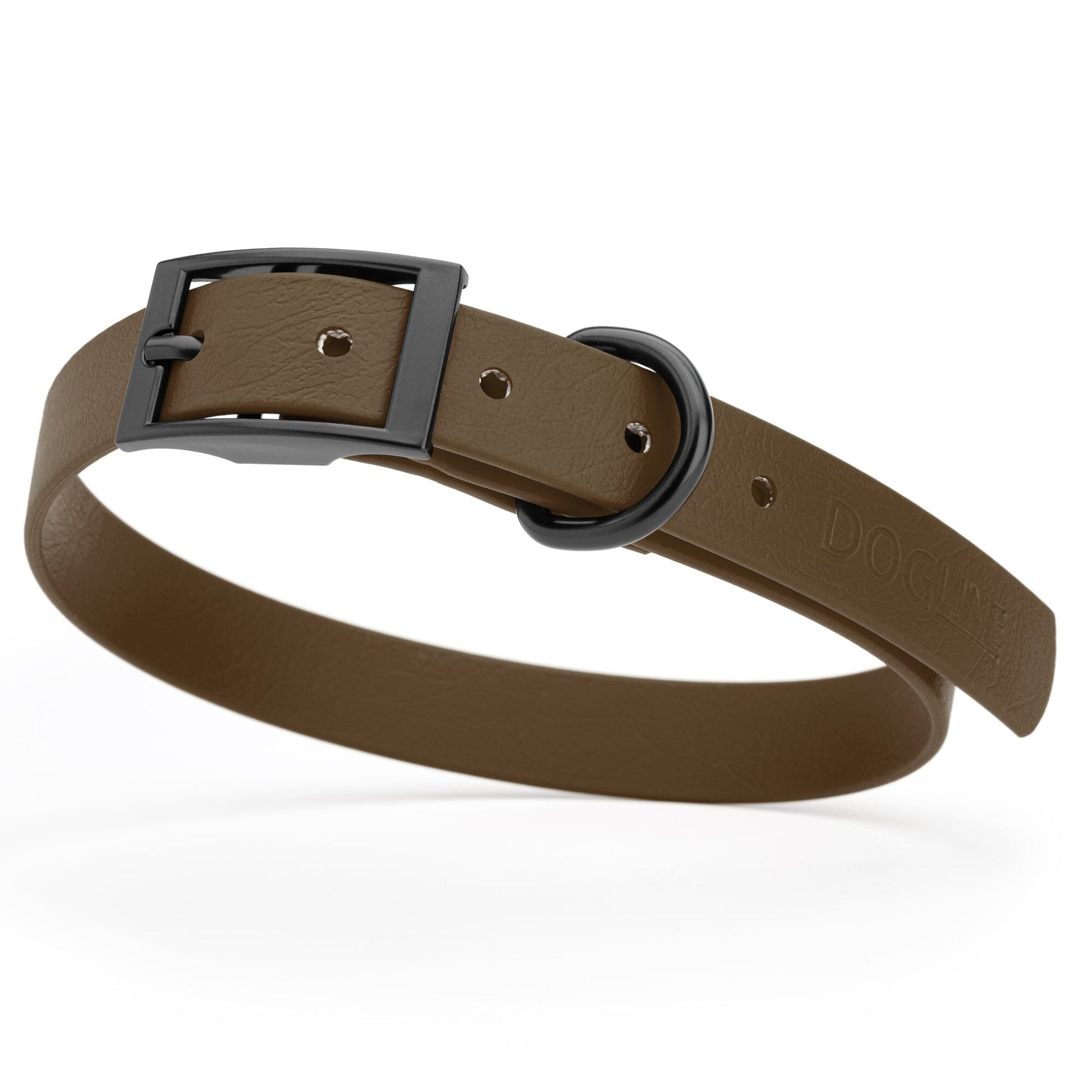 BioThane Waterproof Dog Collar - XS: L 12"-15" x W 5/8" - Black OR Brass Hardware Dog Collars Dogline