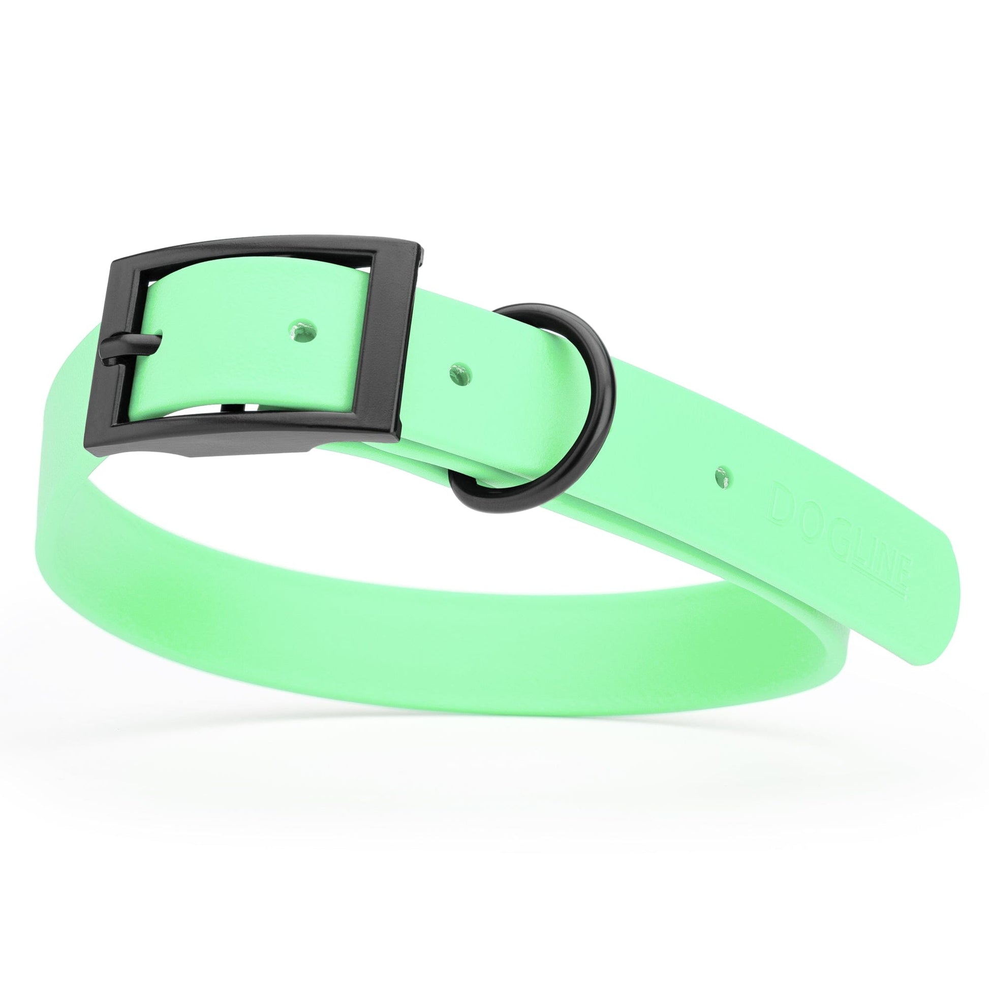 BioThane Waterproof Dog Collar - XS: L 12"-15" x W 5/8" - Black OR Brass Hardware Dog Collars Dogline