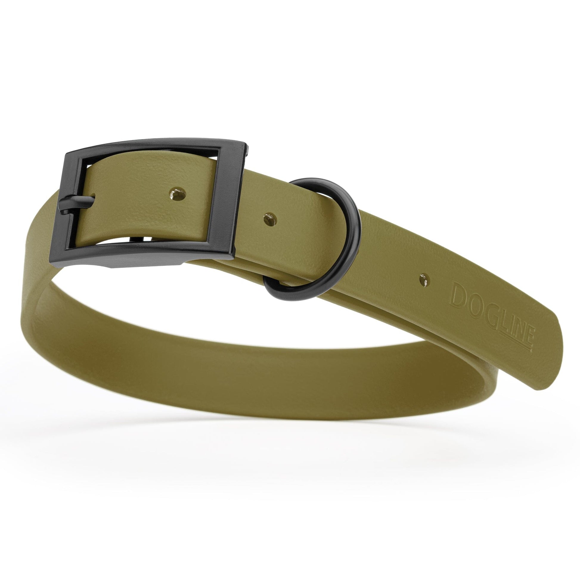 BioThane Waterproof Dog Collar - XS: L 12"-15" x W 5/8" - Black OR Brass Hardware Dog Collars Dogline