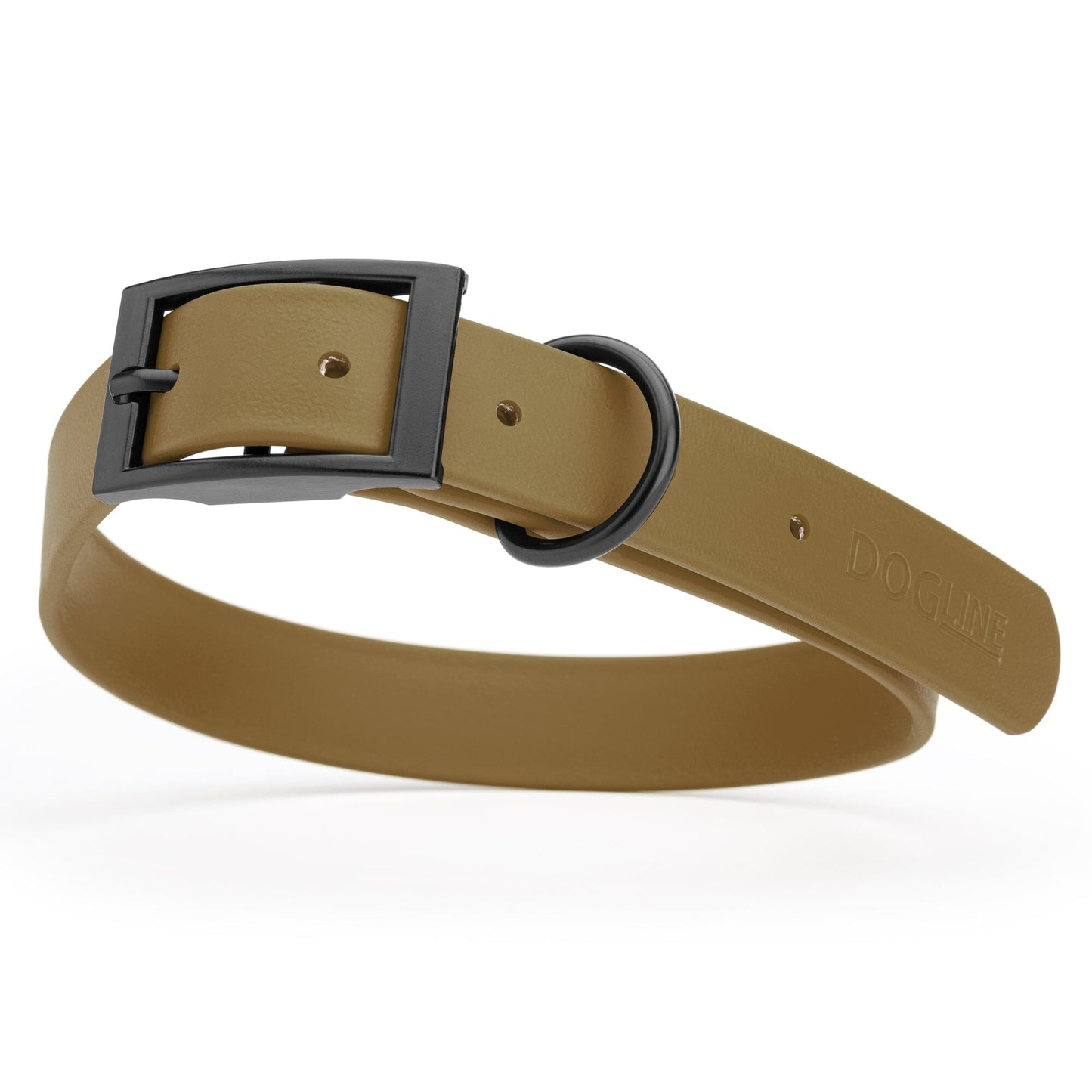 BioThane Waterproof Dog Collar - XS: L 12"-15" x W 5/8" - Black OR Brass Hardware Dog Collars Dogline