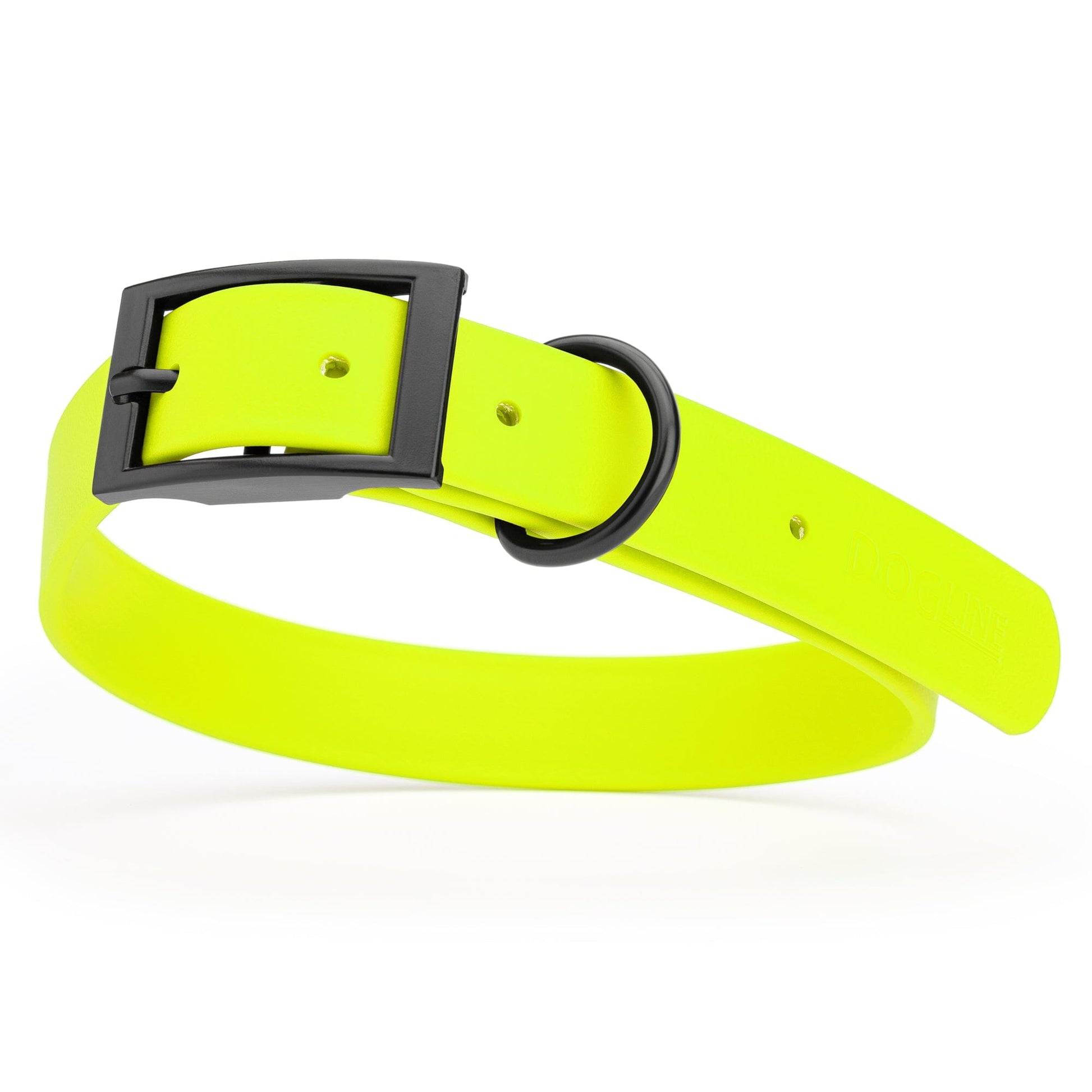 BioThane Waterproof Dog Collar - XS: L 12"-15" x W 5/8" - Black OR Brass Hardware Dog Collars Dogline