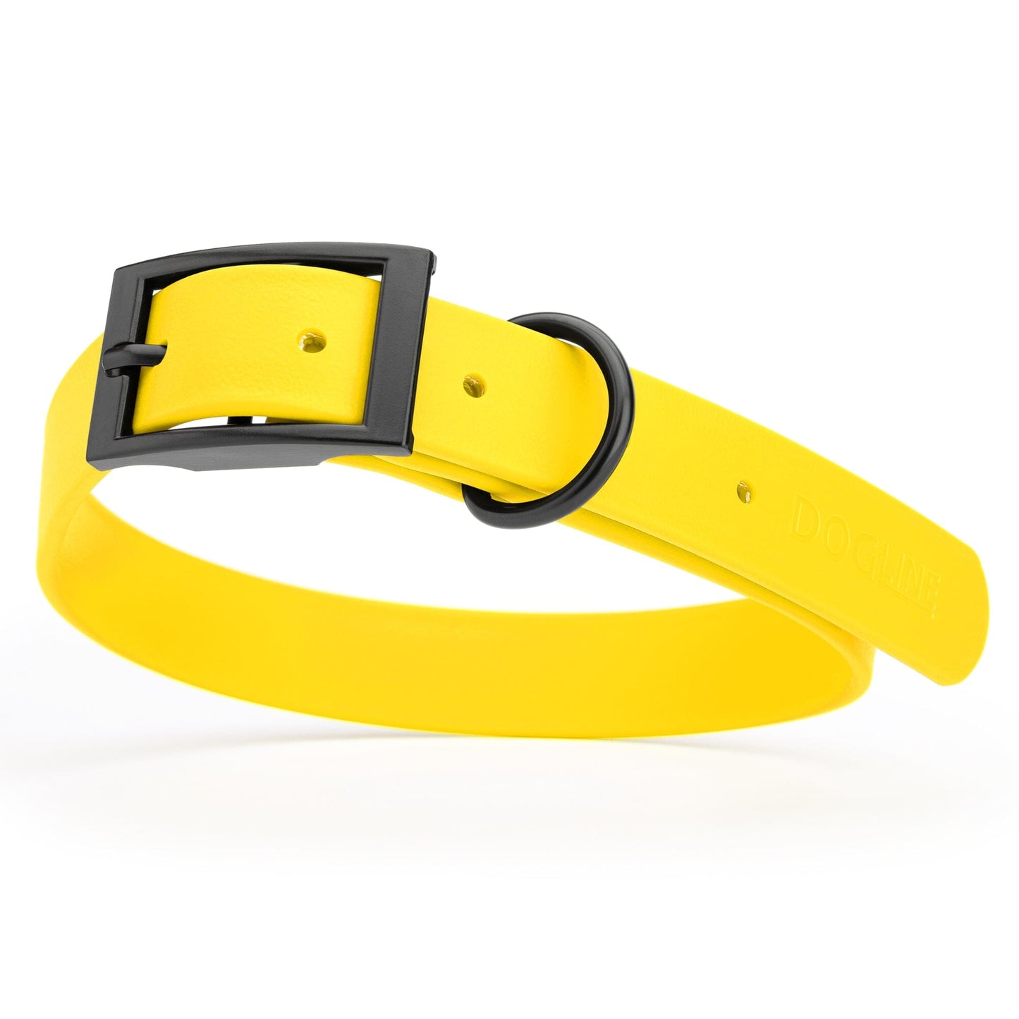 BioThane Waterproof Dog Collar - XS: L 12"-15" x W 5/8" - Black OR Brass Hardware Dog Collars Dogline