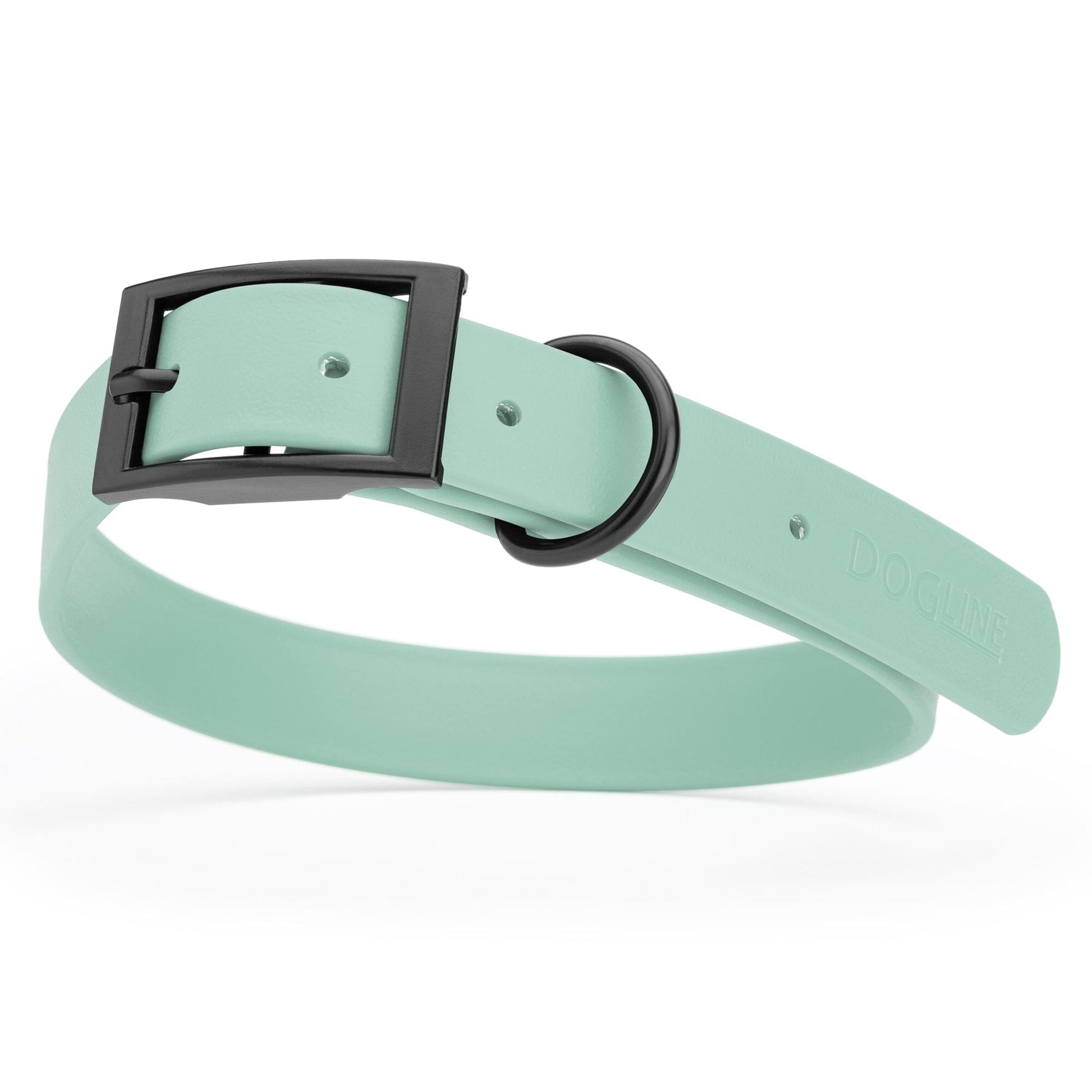 Dogline Biothane Waterproof Dog Collar with Black Hardware - Size XL (22 to 25 inches) Sage Green Dog Collars Dogline