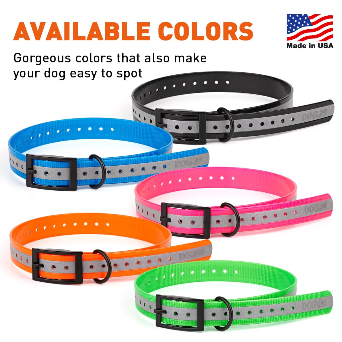 Biothane E-Collar Replacement Reflective Strap Dog Collars Dogline
