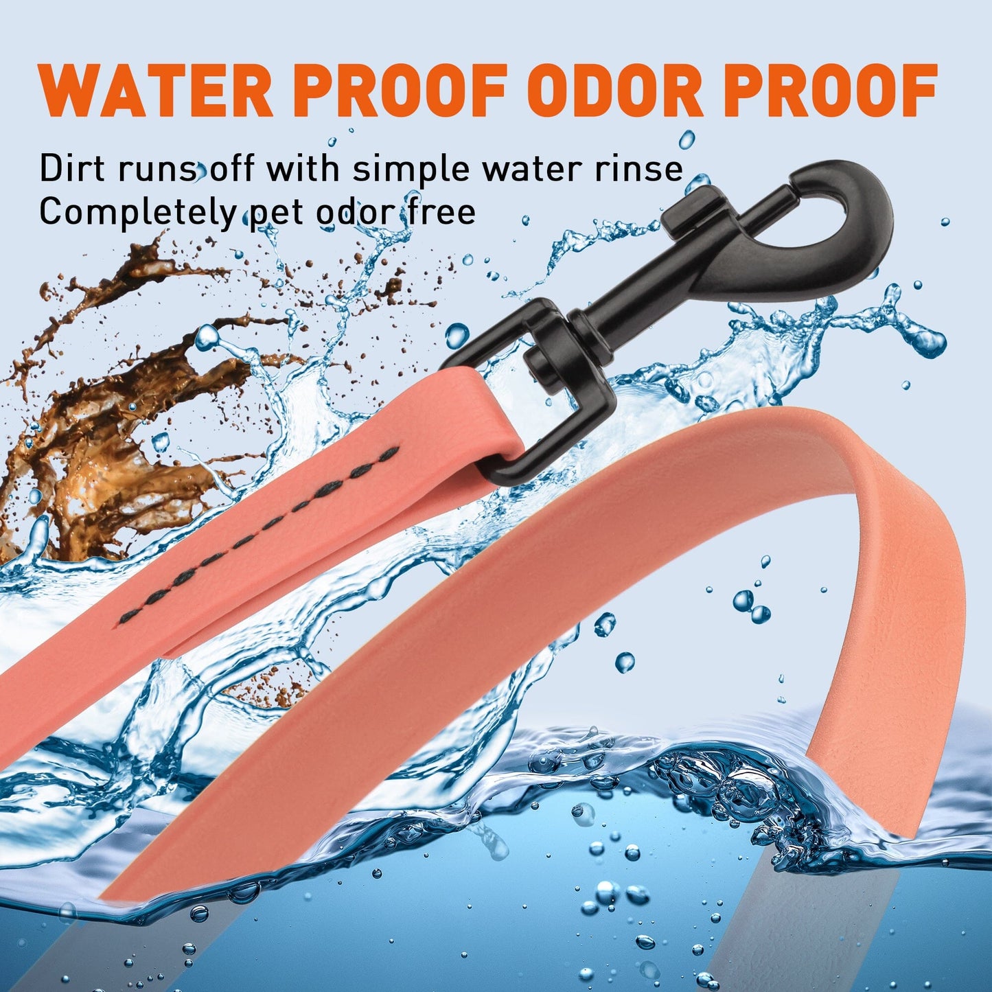 Biothane Waterproof Traffic Lead for Dogs, 2 ft Dog Leashes Dogline