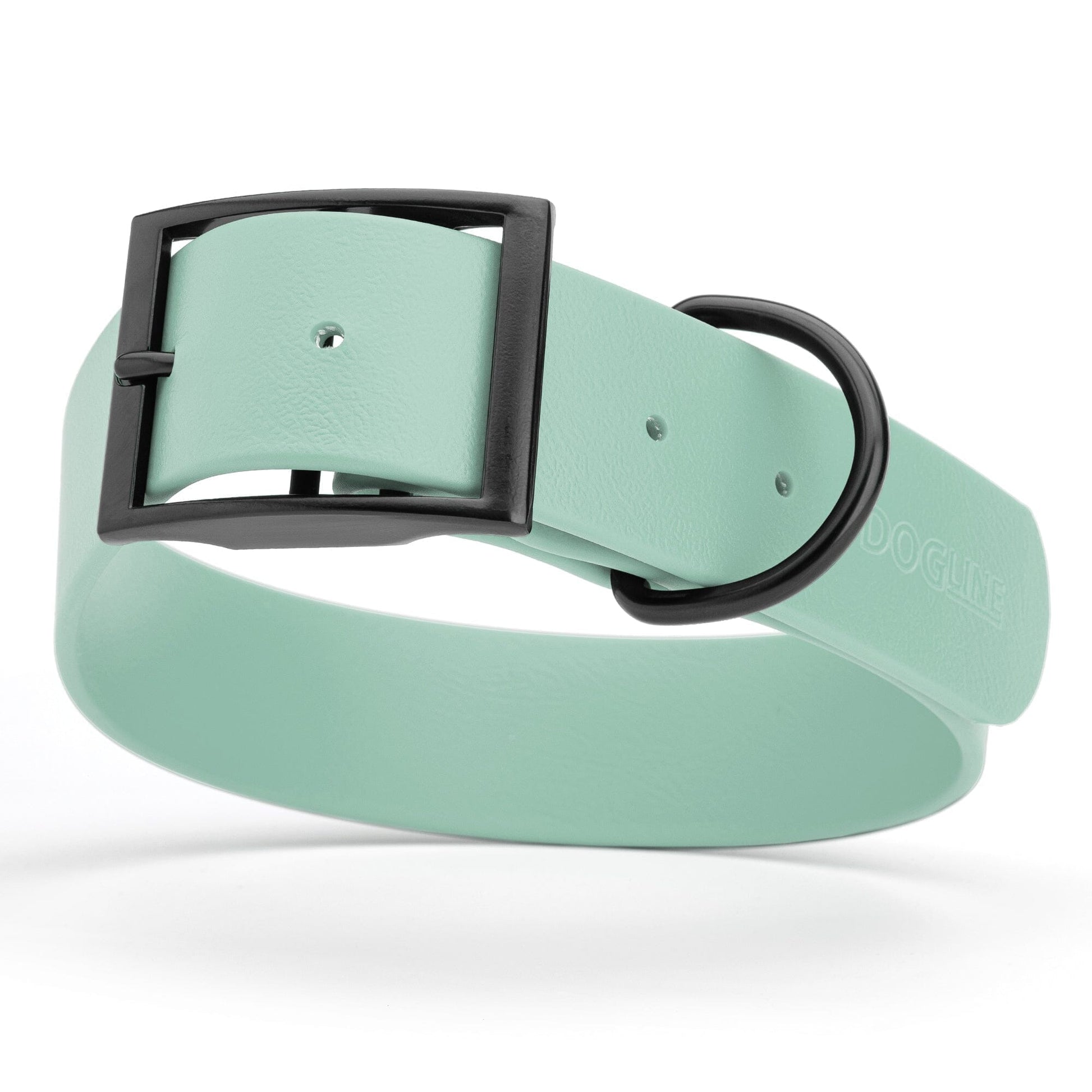 Dogline Biothane Waterproof Dog Collar with Black Hardware - 1.5" Wide, Size L (16 to 20 inches) Sage Green Dog Collars Dogline