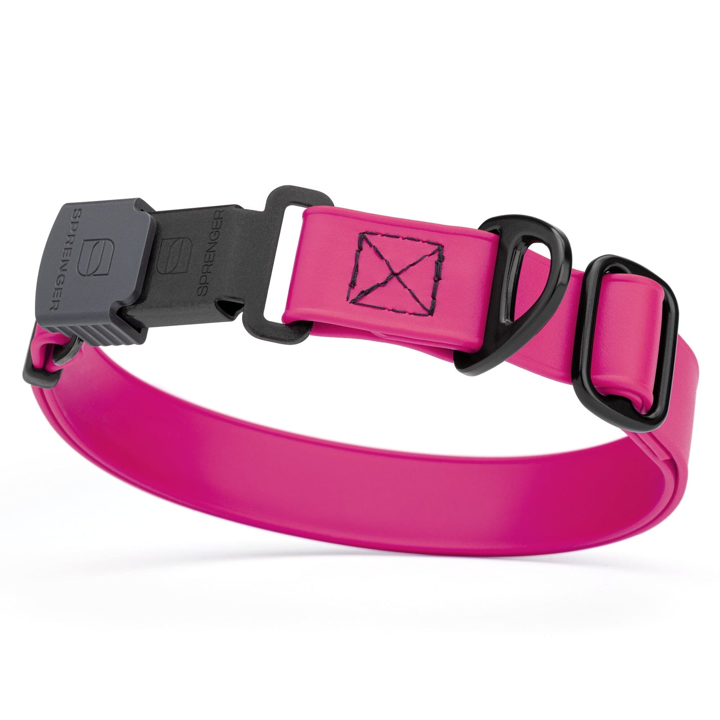 Sprenger BioThane Waterproof Dog Collar with Stainless Steel ClicLock Quick Release Buckle Magenta Pink Black Buckle Dog Collars Dogline