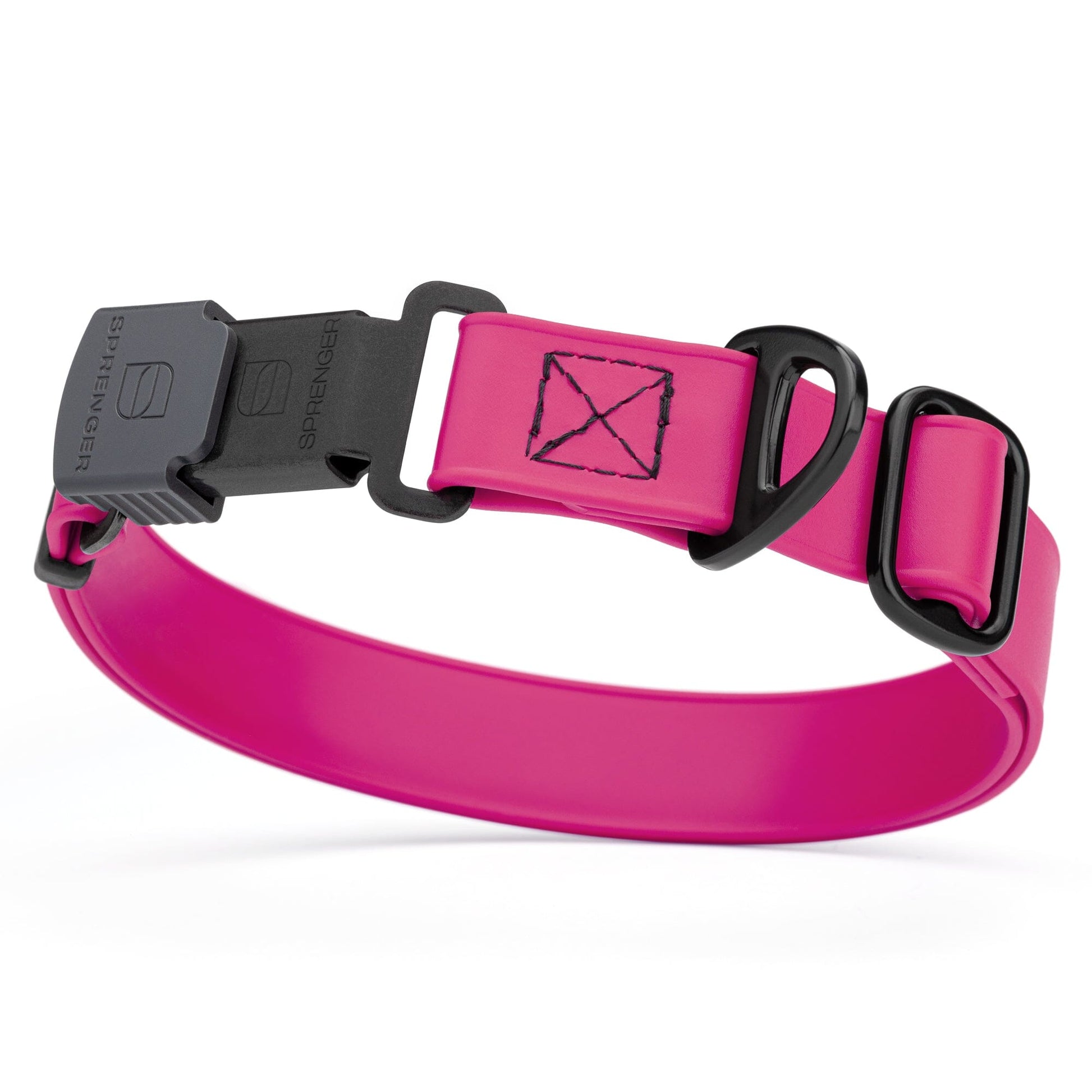Sprenger BioThane Waterproof Dog Collar with Stainless Steel ClicLock Quick Release Buckle Magenta Pink Black Buckle Dog Collars Dogline