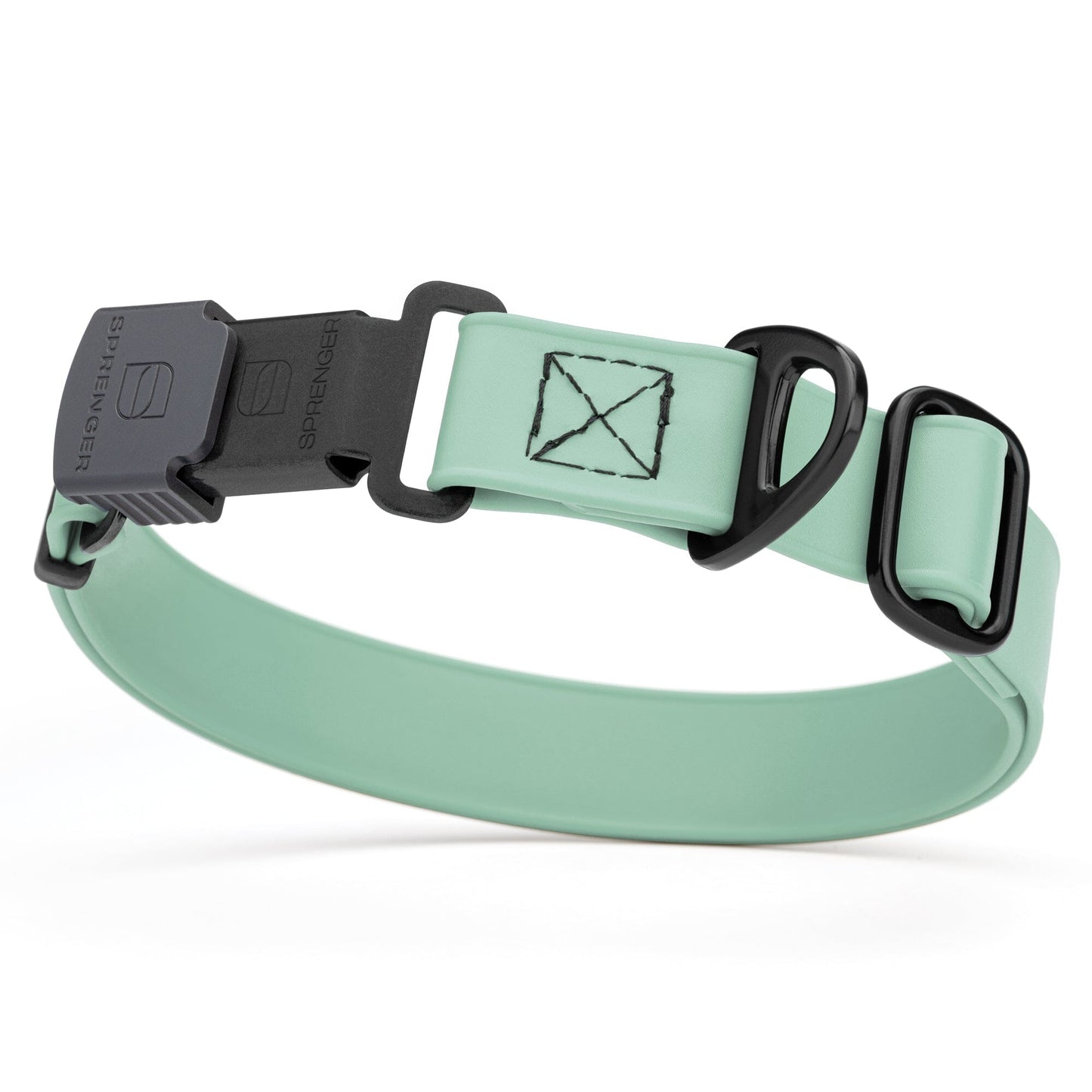 Sprenger BioThane Waterproof Dog Collar with Stainless Steel ClicLock Quick Release Buckle Sage Green Black Buckle Dog Collars Dogline