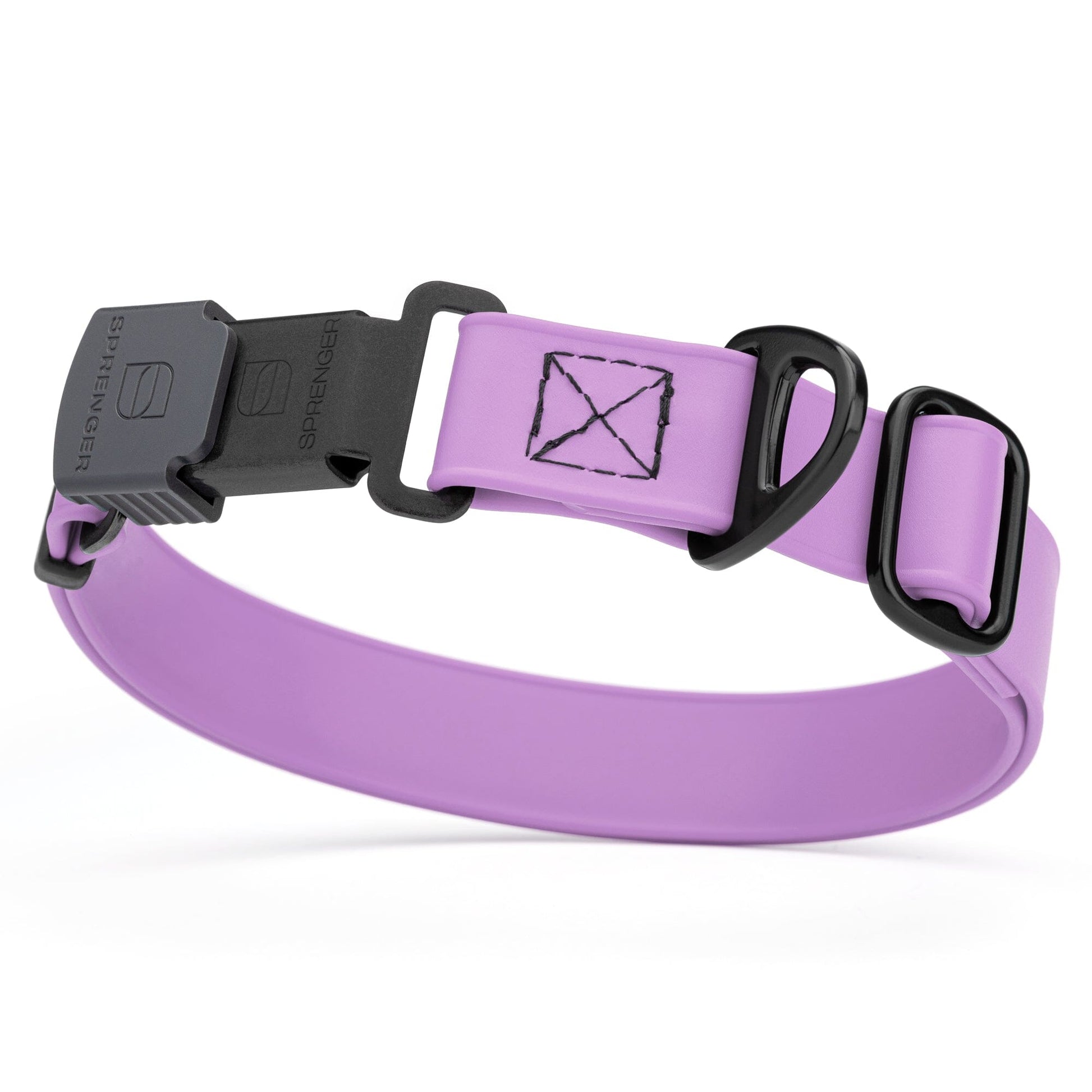 Sprenger BioThane Waterproof Dog Collar with Stainless Steel ClicLock Quick Release Buckle Amethyst Purple Black Buckle Dog Collars Dogline
