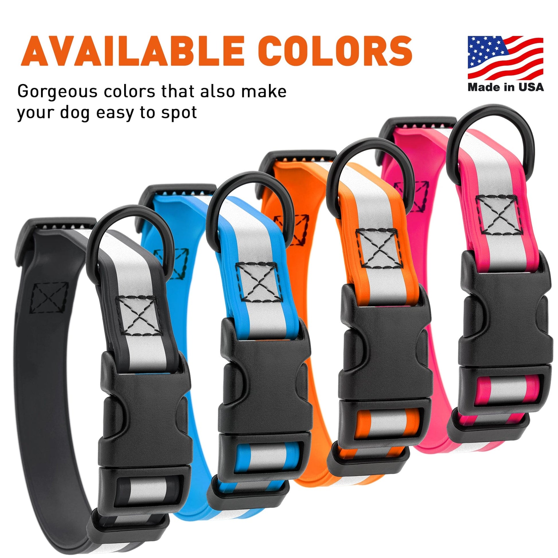 Dogline Biothane Reflective Dog Collar with Quick Release Buckle Dog Collars Dogline
