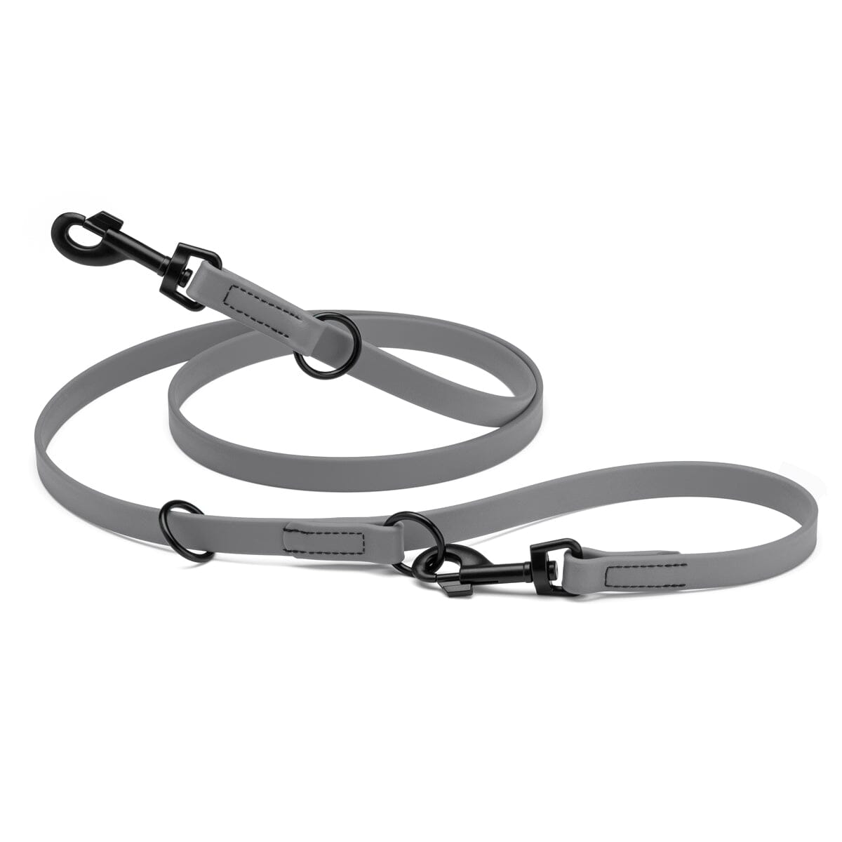 Biothane Adjustable Multi-Purpose Dog Leash with Black Hardware, 7FT Battleship Gray Dog Leashes Dogline