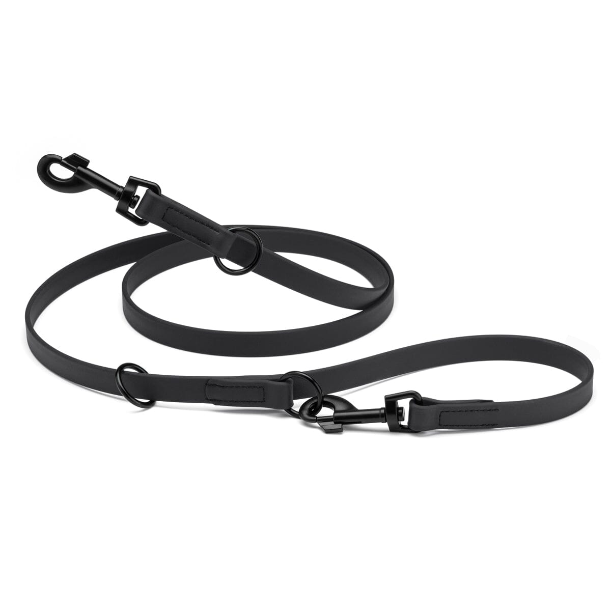 Biothane Adjustable Multi-Purpose Dog Leash with Black Hardware, 7FT Black Dog Leashes Dogline