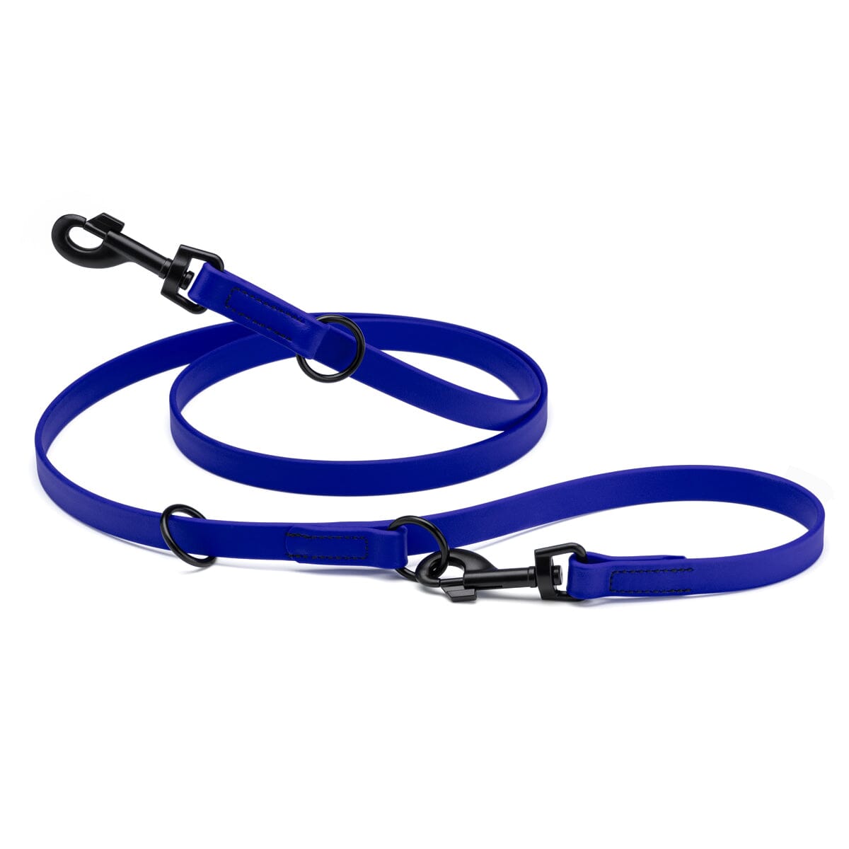 Biothane Adjustable Multi-Purpose Dog Leash with Black Hardware, 7FT Blueberry Royal Dog Leashes Dogline
